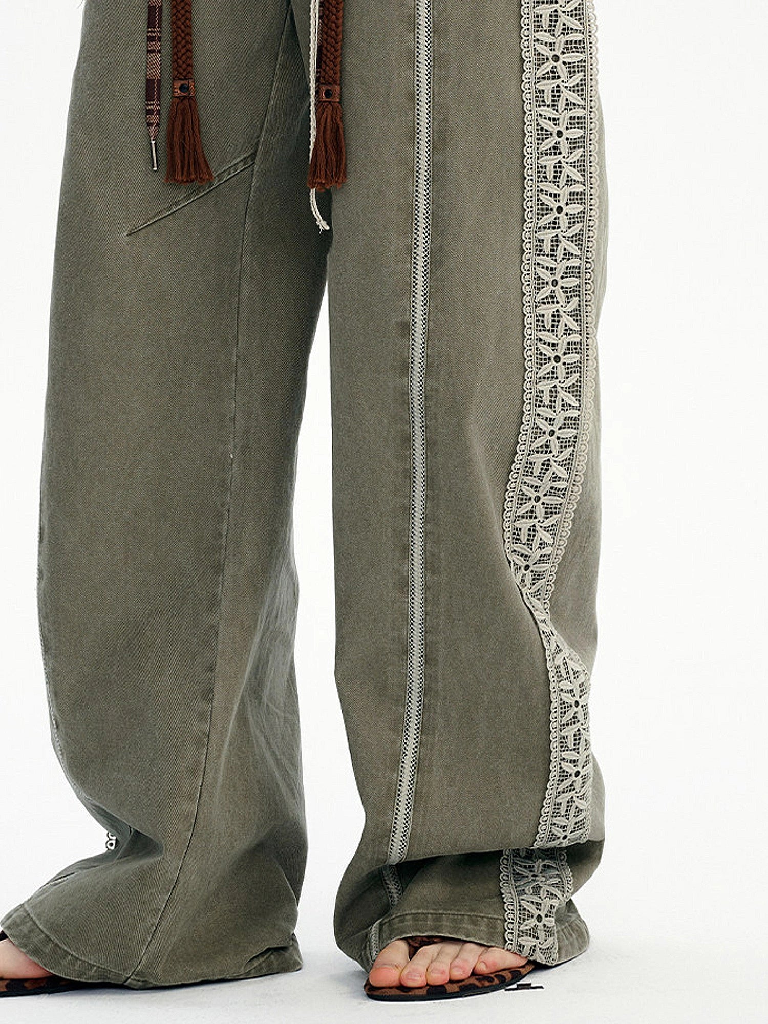 Outtheblue Lace Side Panel Washed Wide Leg Pants | Canton Collective