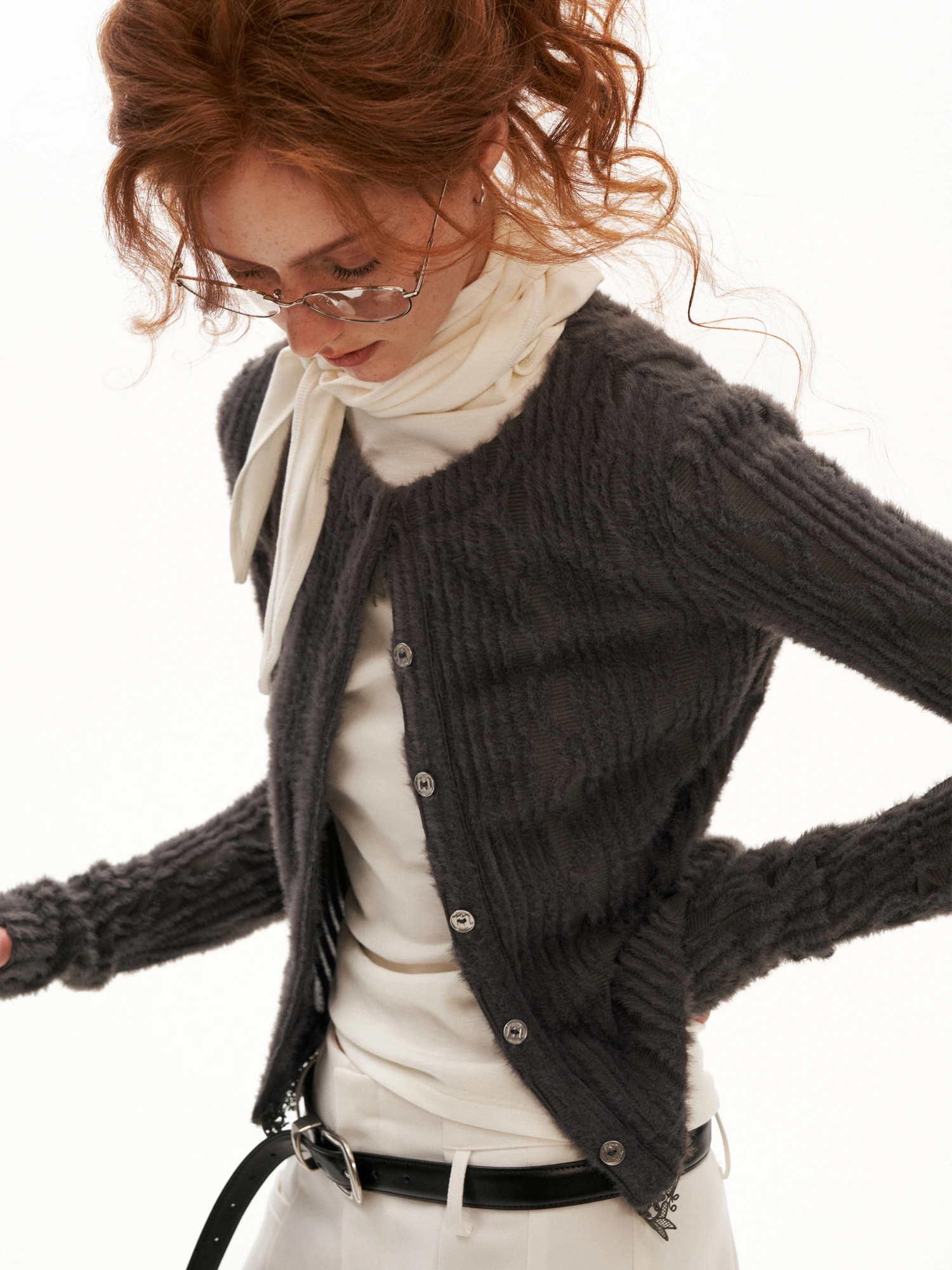 MAMC Lace Trim Button Up Cable Knit Cardigan | Canton Collective