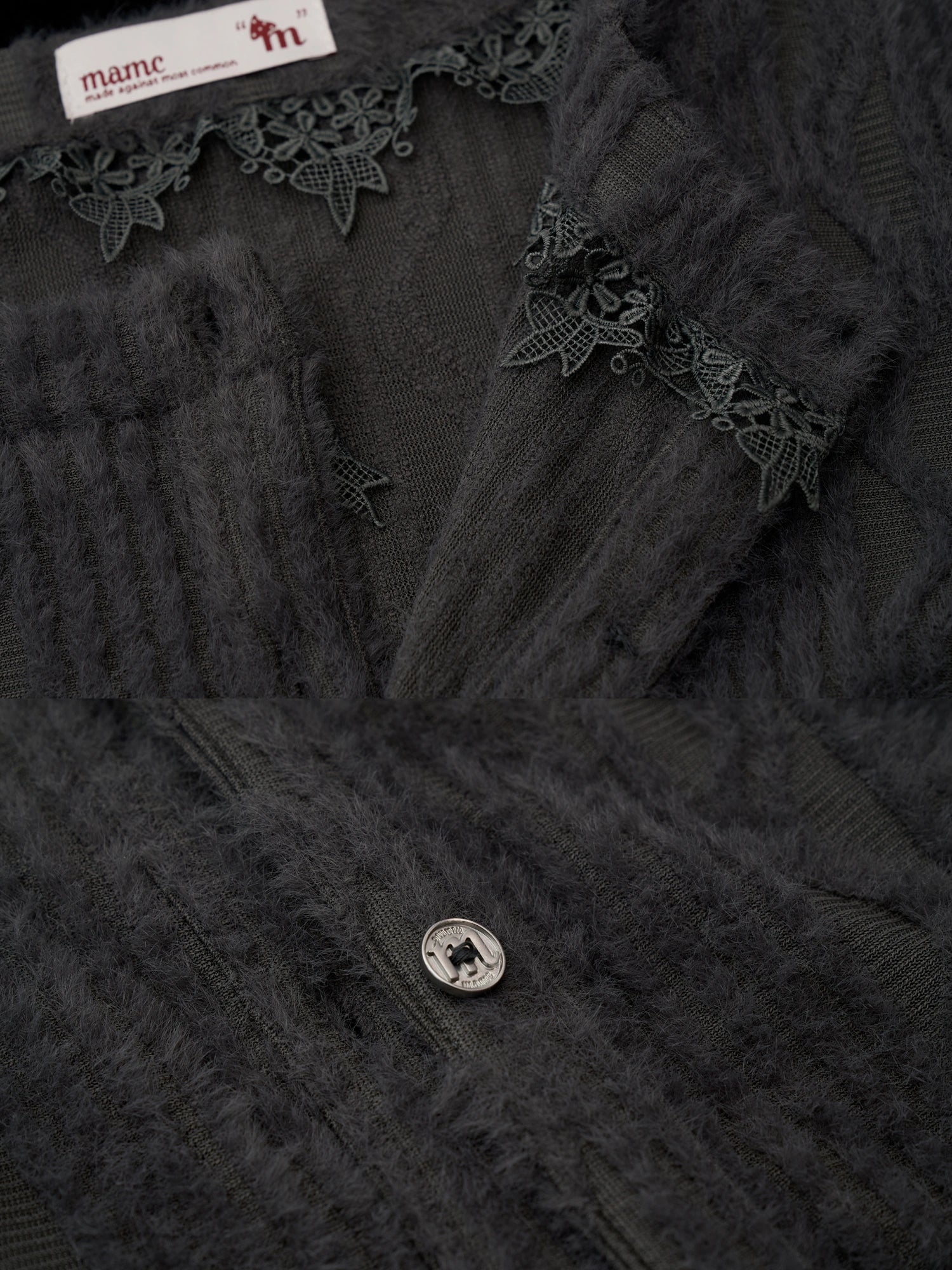 MAMC Lace Trim Button Up Cable Knit Cardigan | Canton Collective