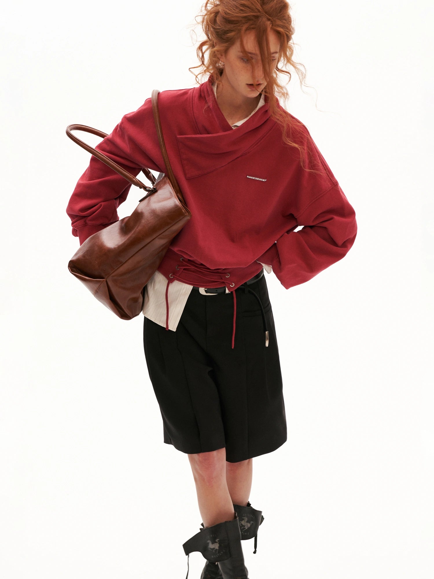 MAMC Lace Up Front Cropped Sweatshirt | Canton Collective
