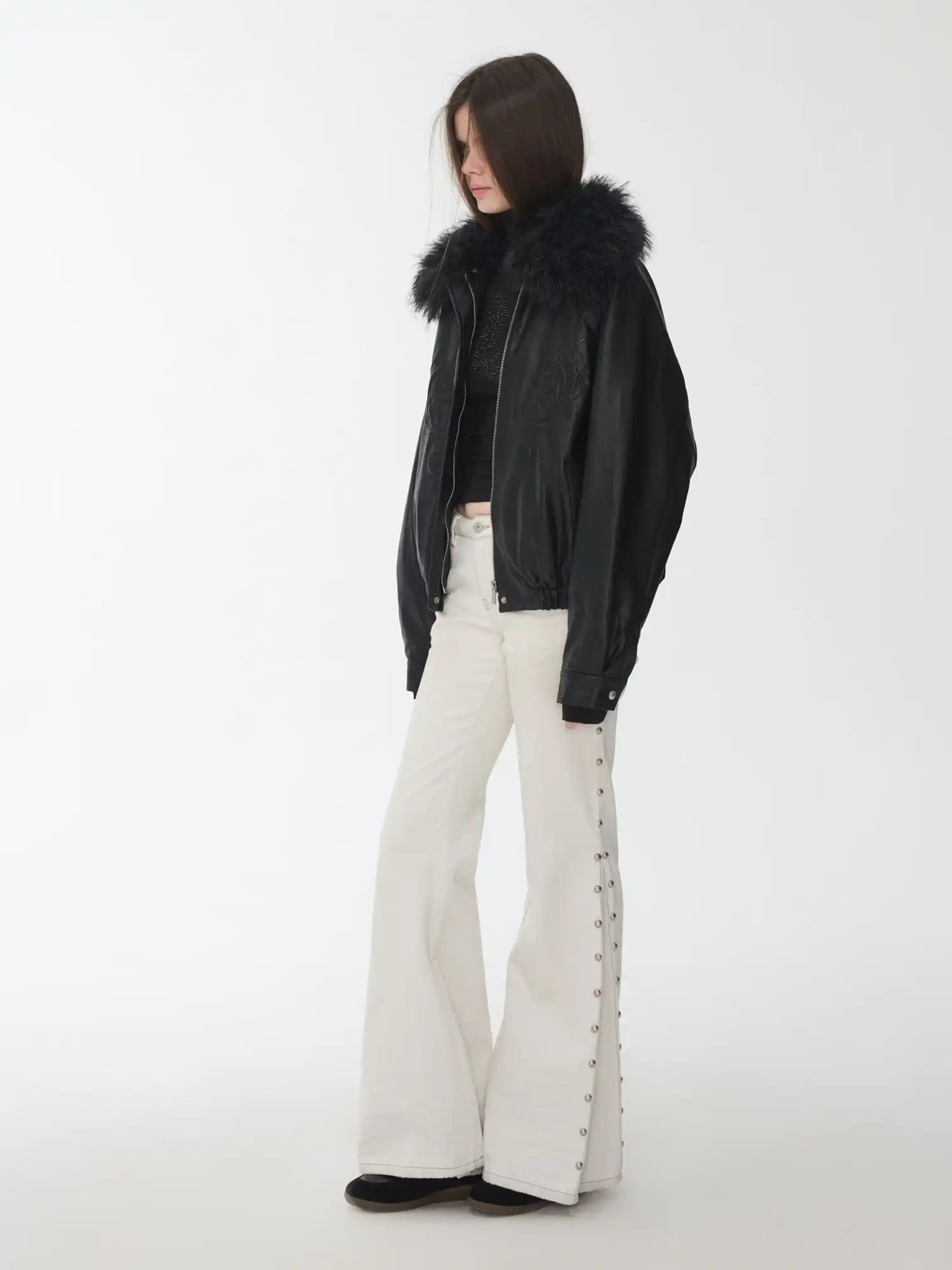 1Jinn Studio Large Fur Collar Embossed Jacket | Canton Collective