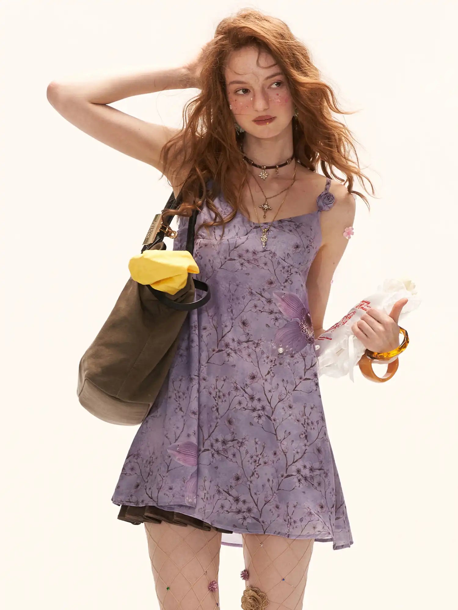 MAMC Lavender Floral Chiffon Slip Mini Dress | Canton Collective