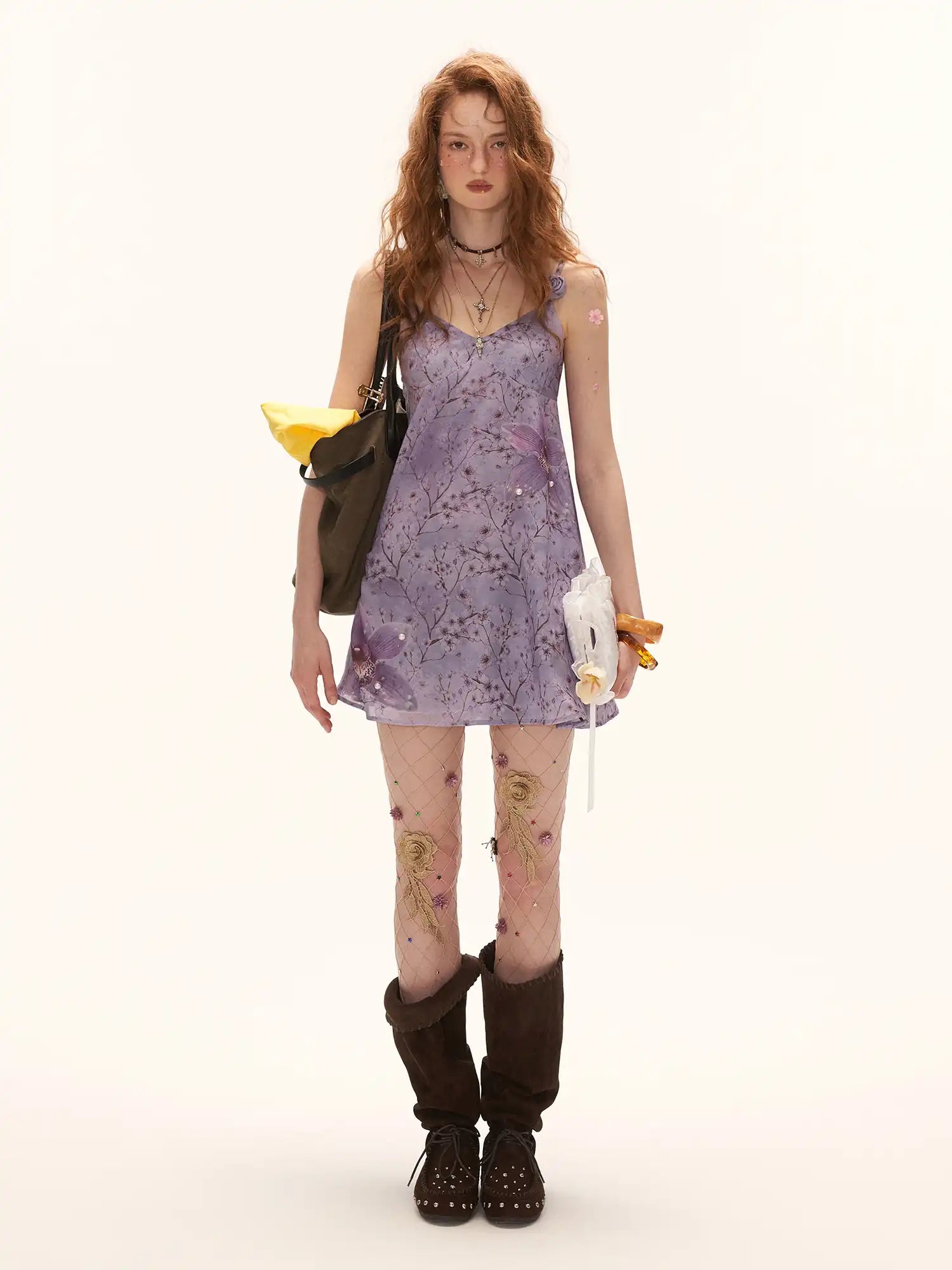MAMC Lavender Floral Chiffon Slip Mini Dress | Canton Collective