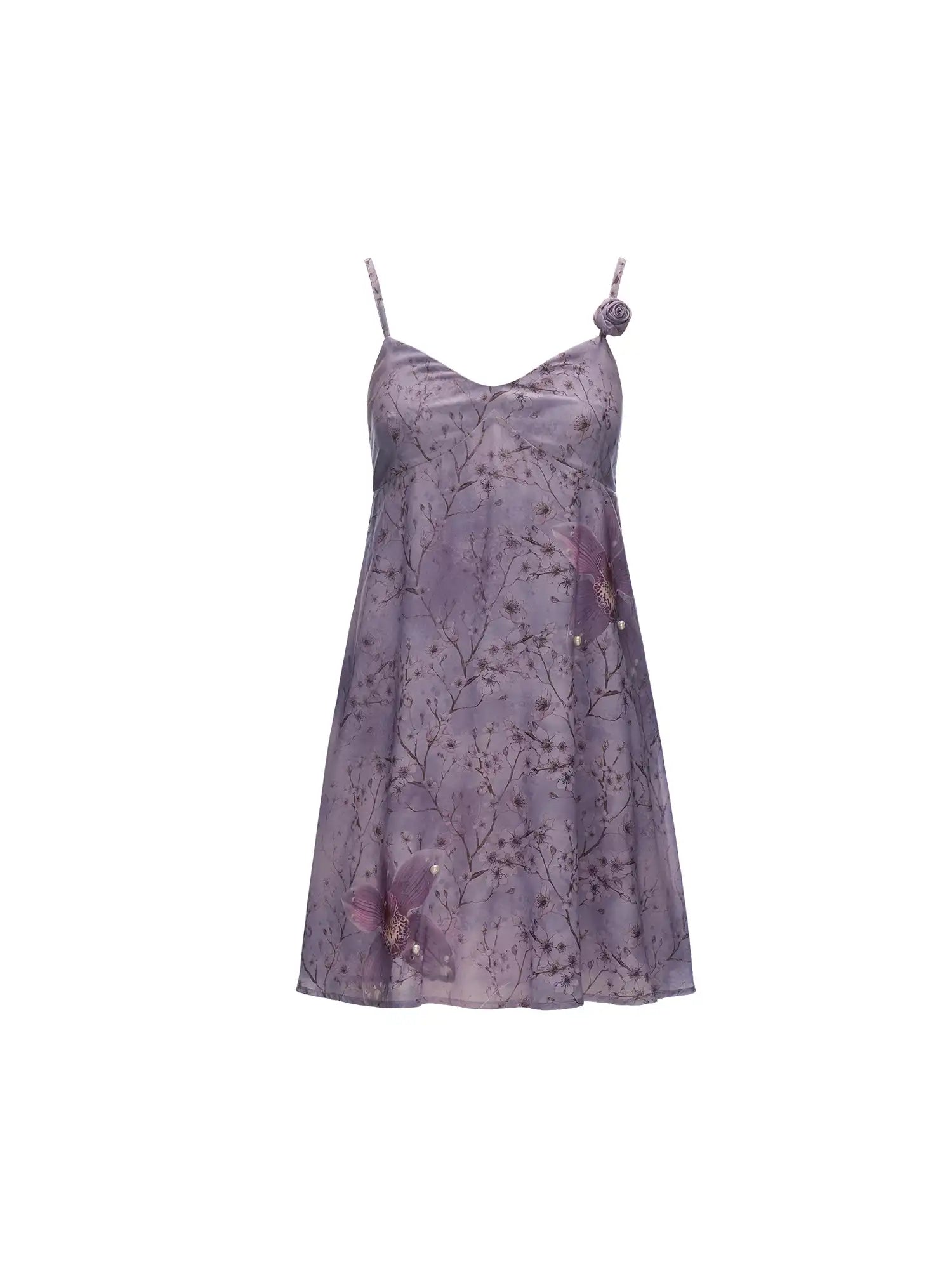 MAMC Lavender Floral Chiffon Slip Mini Dress | Canton Collective