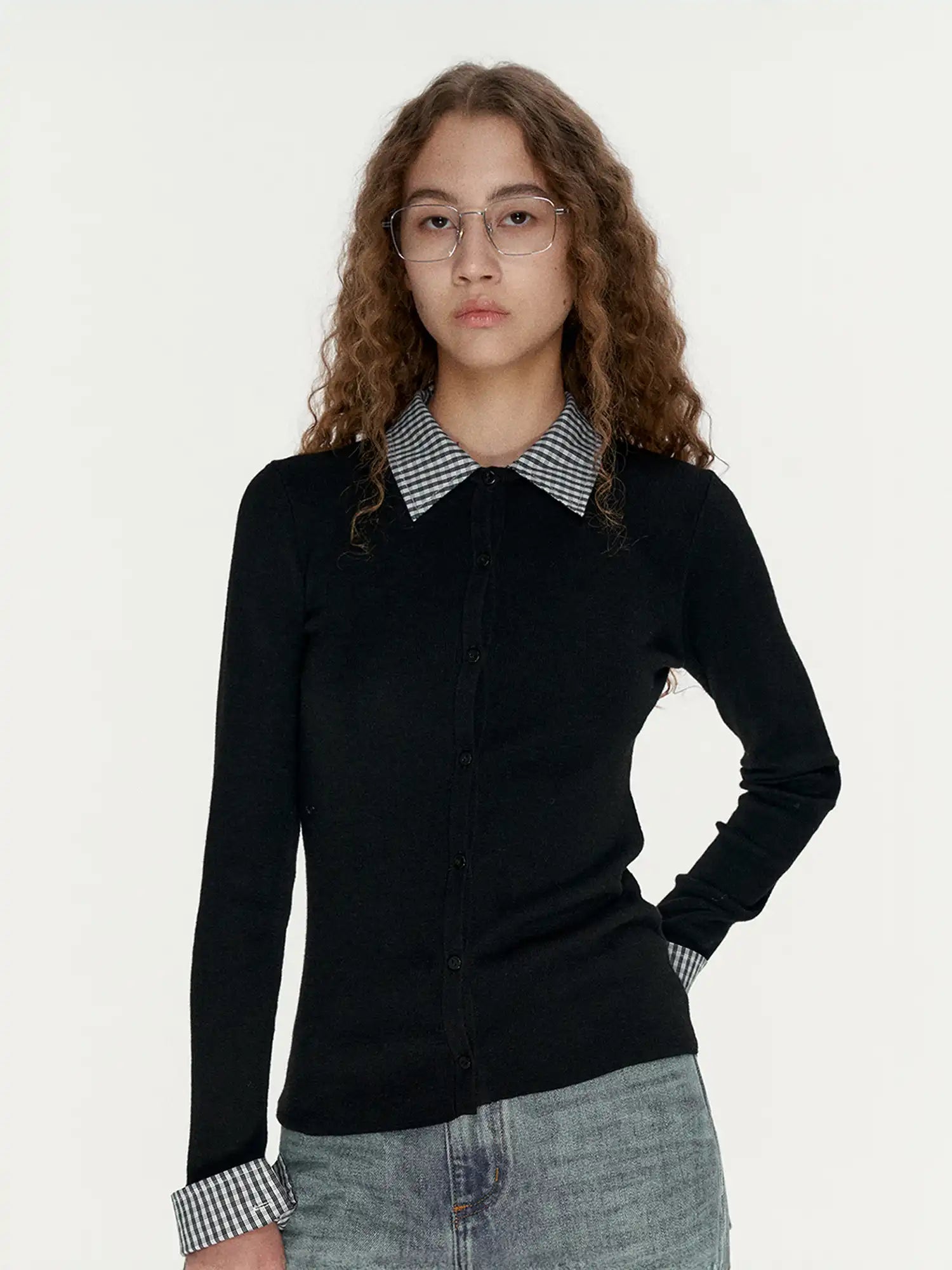 FIRST FLOOR Layered Faux Two-Piece Wool Cardigan | Canton Collective