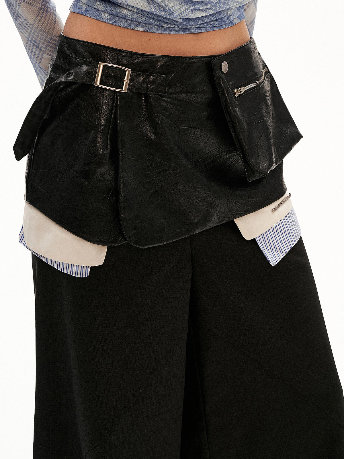 MAMC Leather Skirt Over Wide Leg Pants | Canton Collective