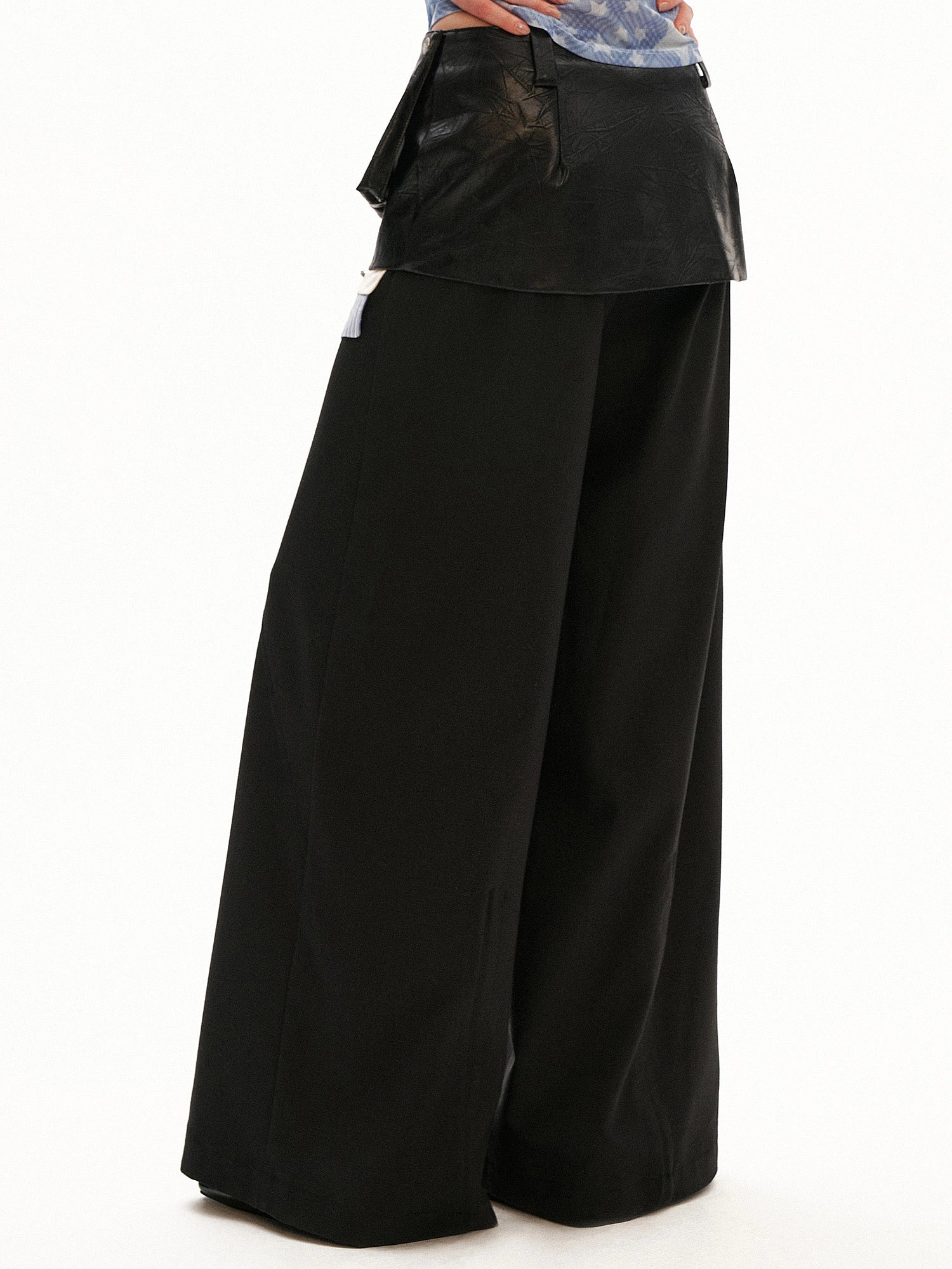 MAMC Leather Skirt Over Wide Leg Pants | Canton Collective