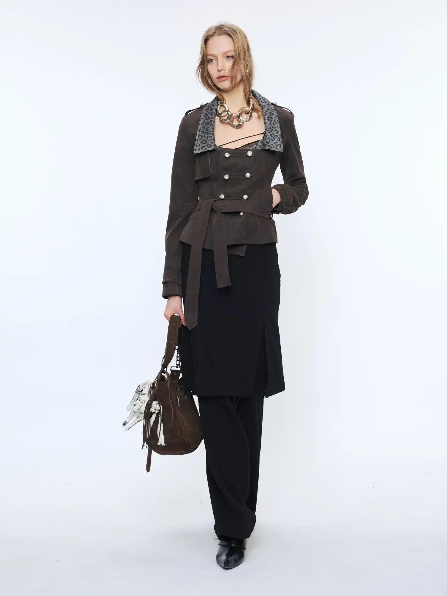 2th Desire Leopard Lapel Cropped Suede Blazer | Canton Collective