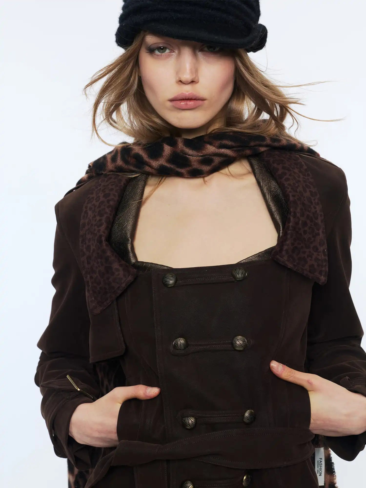 2th Desire Leopard Lapel Cropped Suede Blazer | Canton Collective