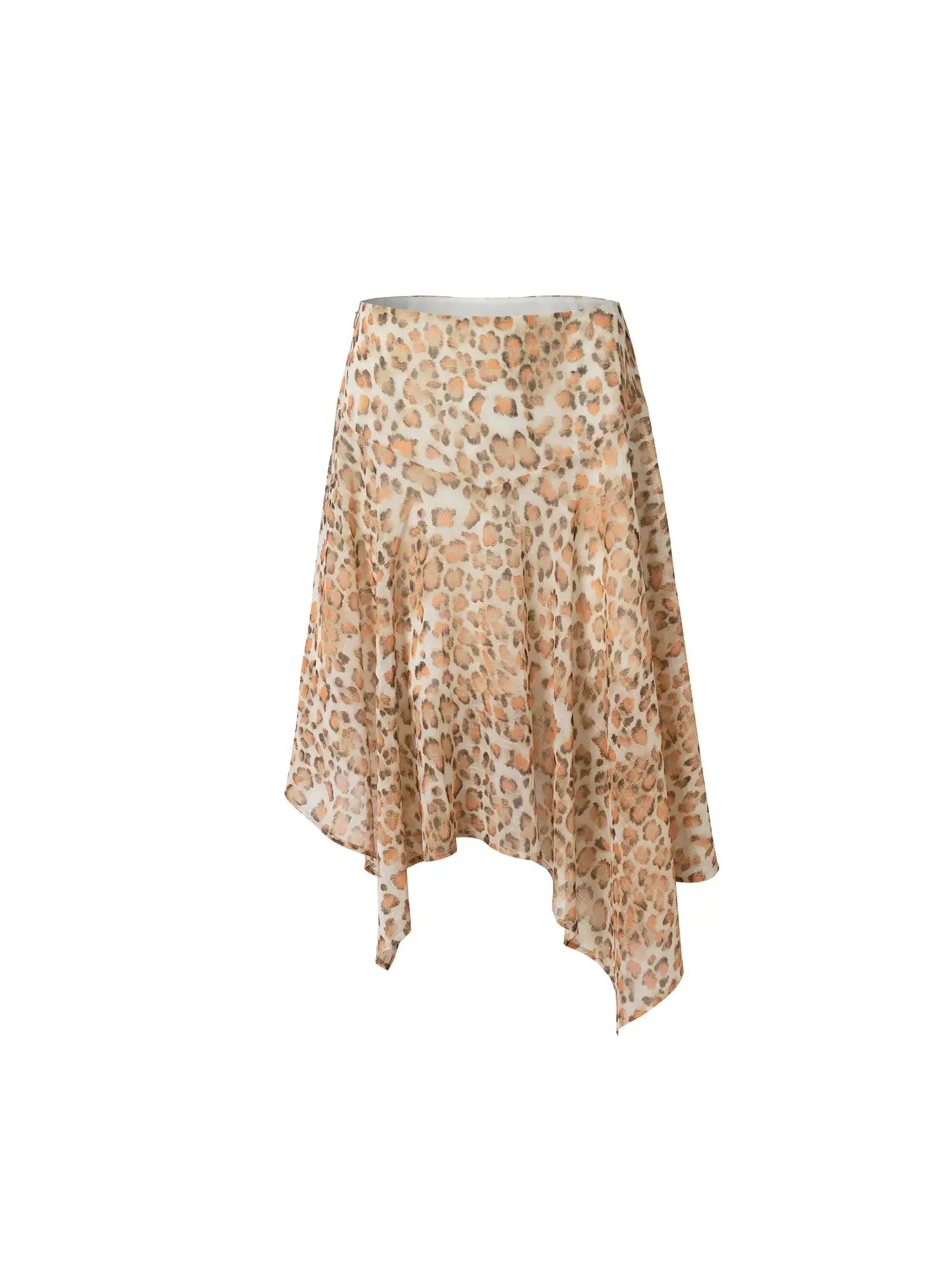 Muse Naps Leopard Print Asymmetric Sheer Midi Skirt | Canton Collective