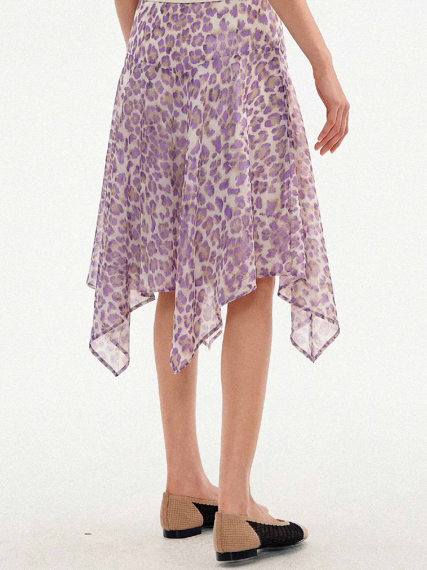 Muse Naps Leopard Print Asymmetric Sheer Midi Skirt | Canton Collective