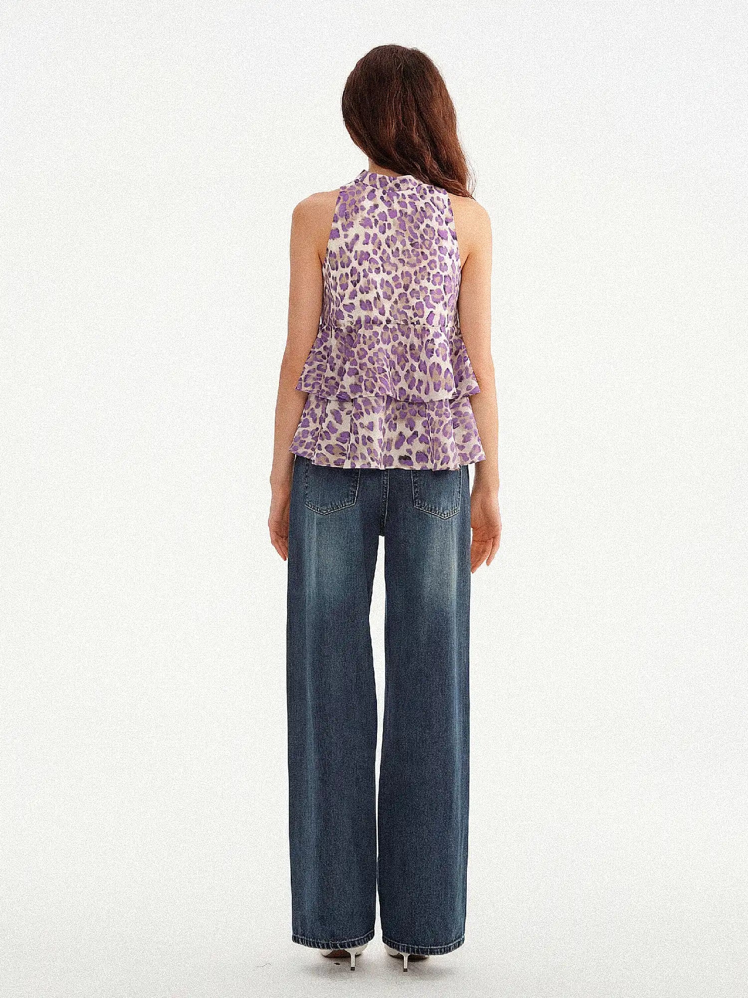 Muse Naps Leopard Print Tiered Ruffle Halter Top | Canton Collective