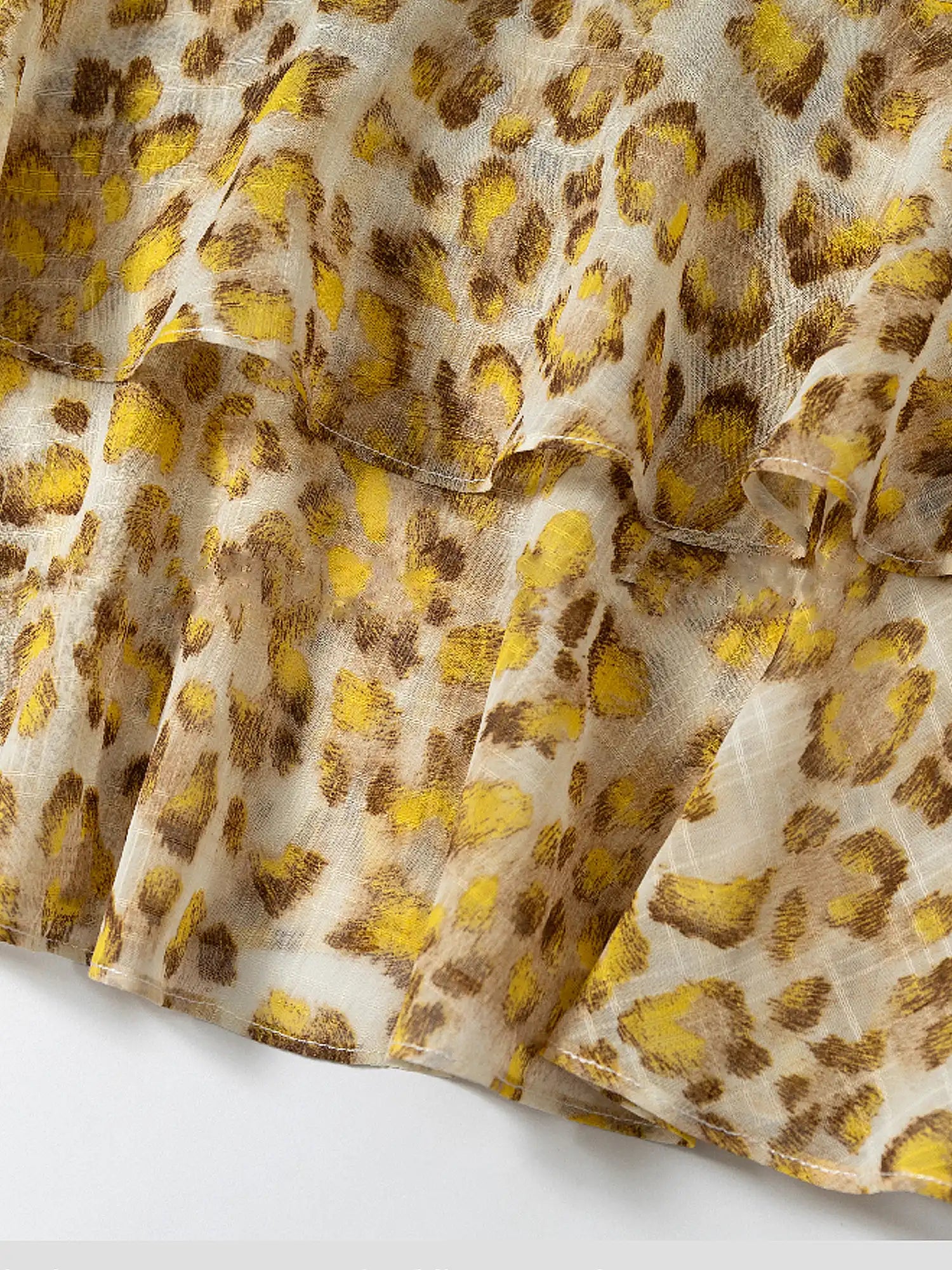 Muse Naps Leopard Print Tiered Ruffle Halter Top | Canton Collective