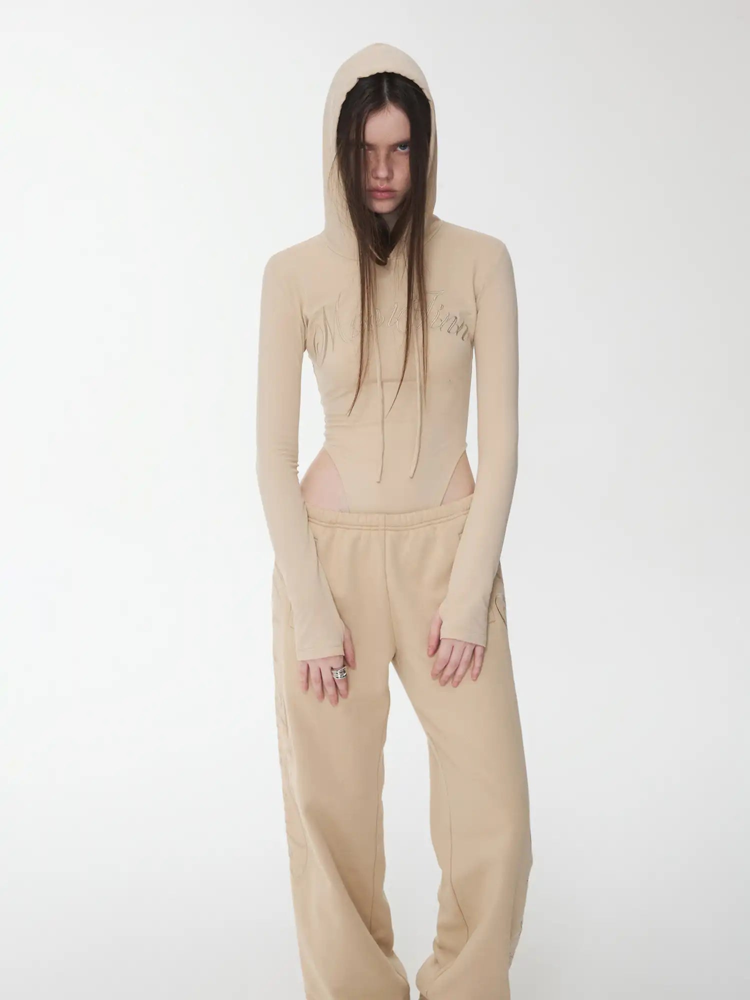 1Jinn Studio Letter Embroidered Hooded Jumpsuit | Canton Collective