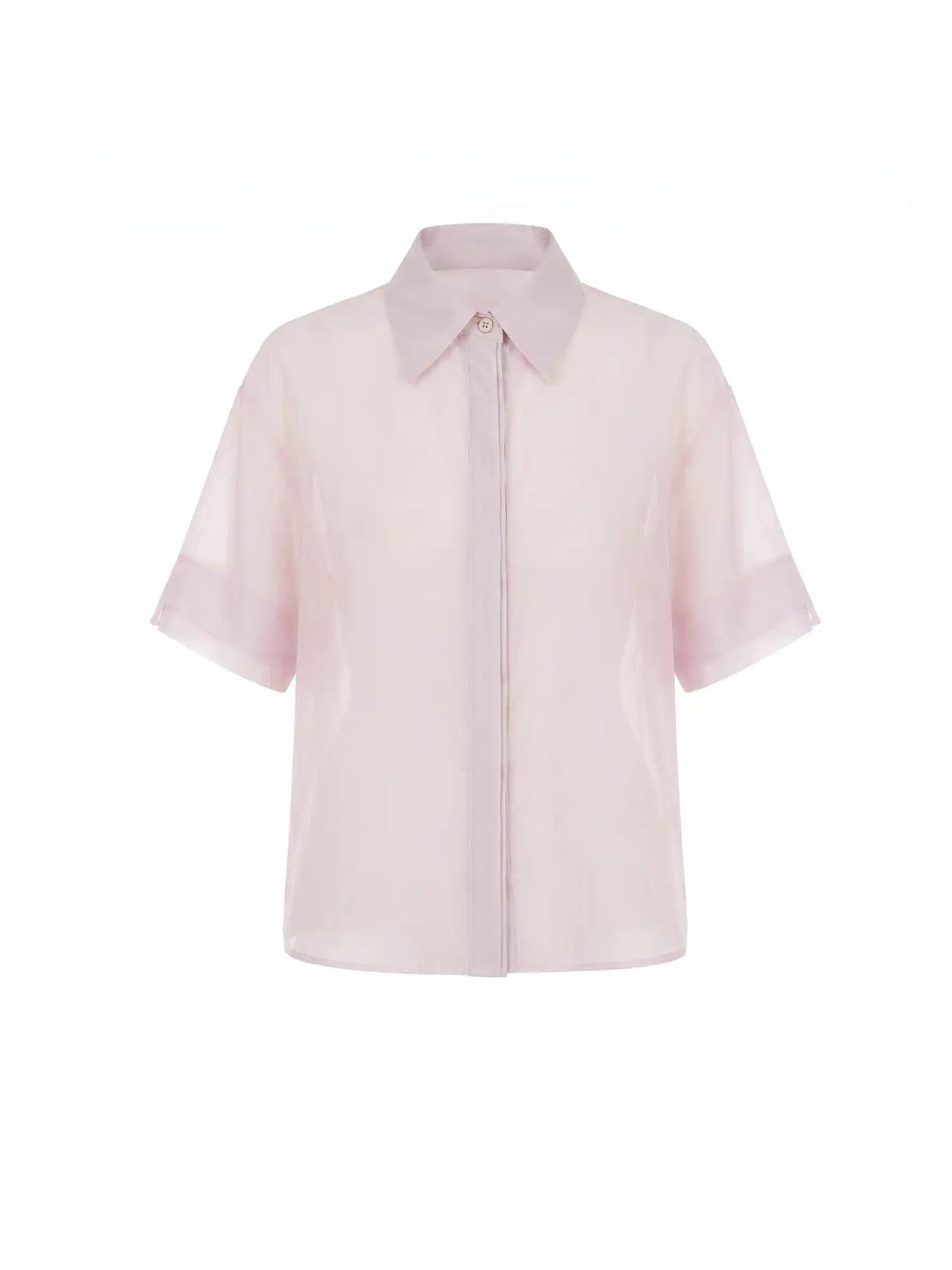 Muse Naps Light Pink Sheer Short Sleeve Button Up Shirt | Canton Collective
