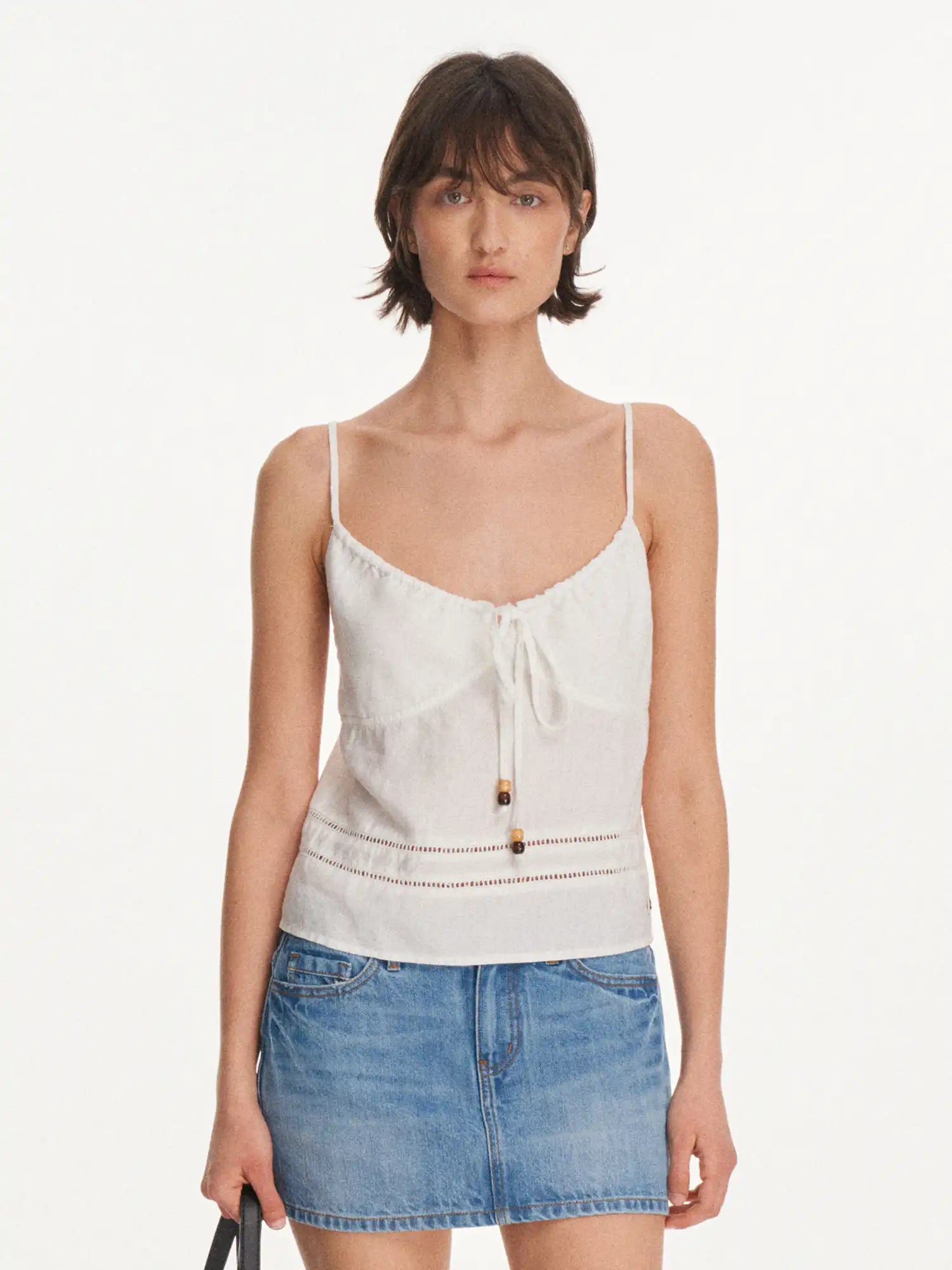 First Floor Linen Blend Crochet Trim Cami Top | Canton Collective
