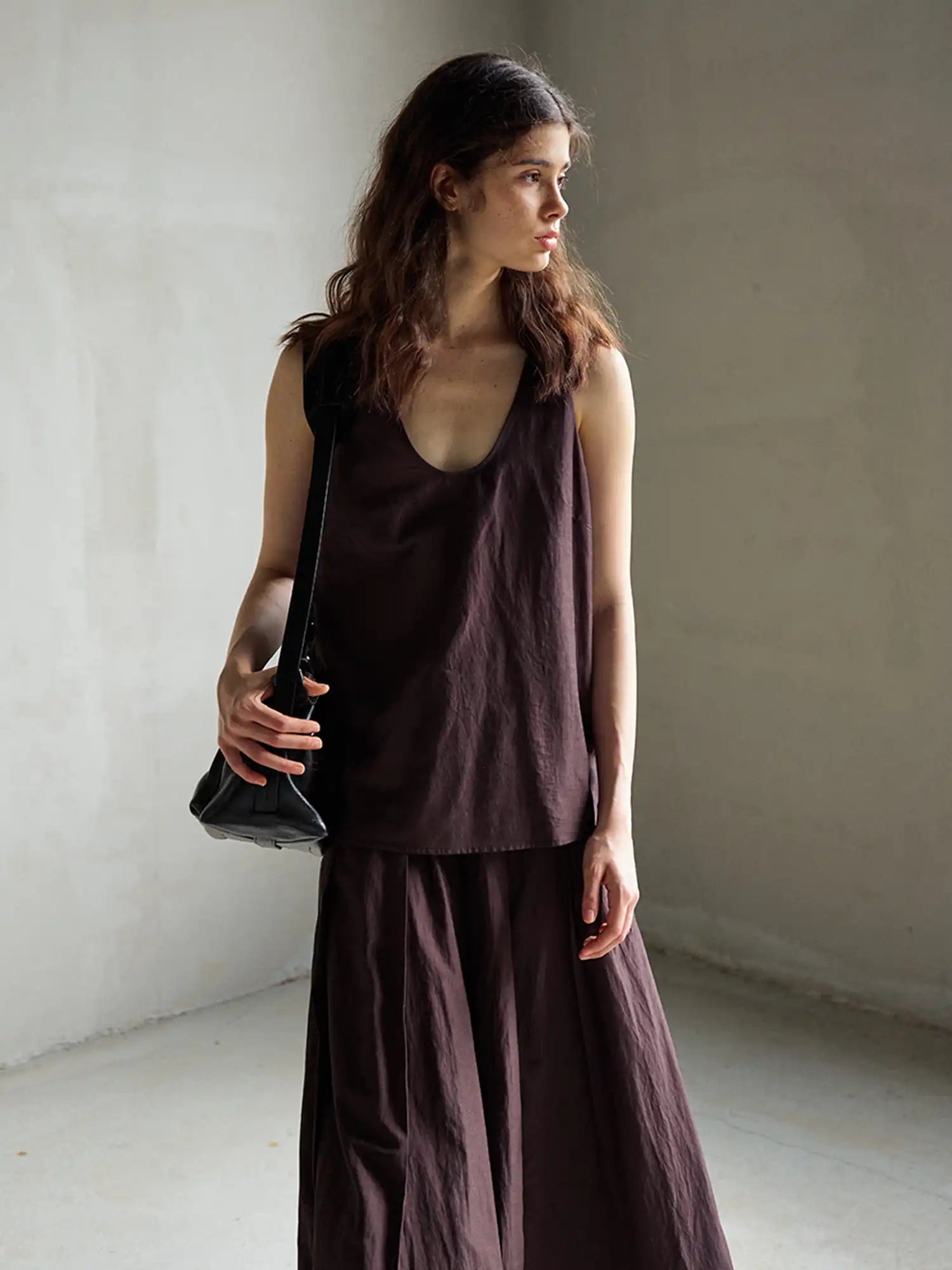 CantonCollective Design Linen Blend Tank Top with Twisted Bead Detail | Canton Collective