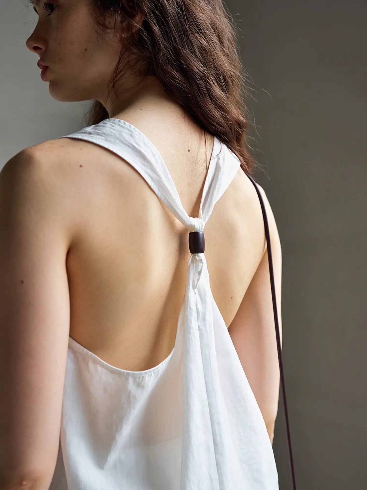 CantonCollective Design Linen Blend Tank Top with Twisted Bead Detail | Canton Collective