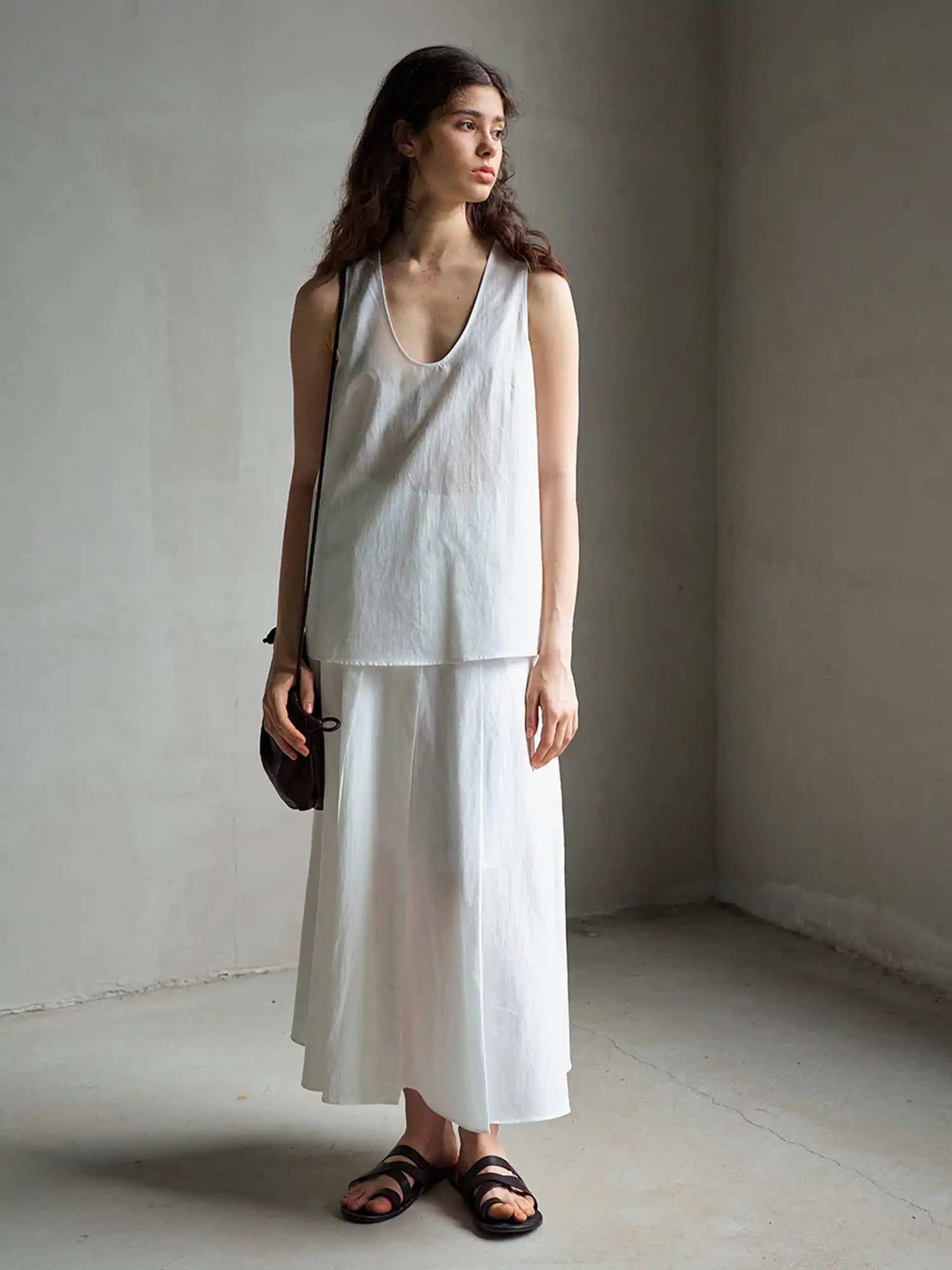 CantonCollective Design Linen Blend Tank Top with Twisted Bead Detail | Canton Collective
