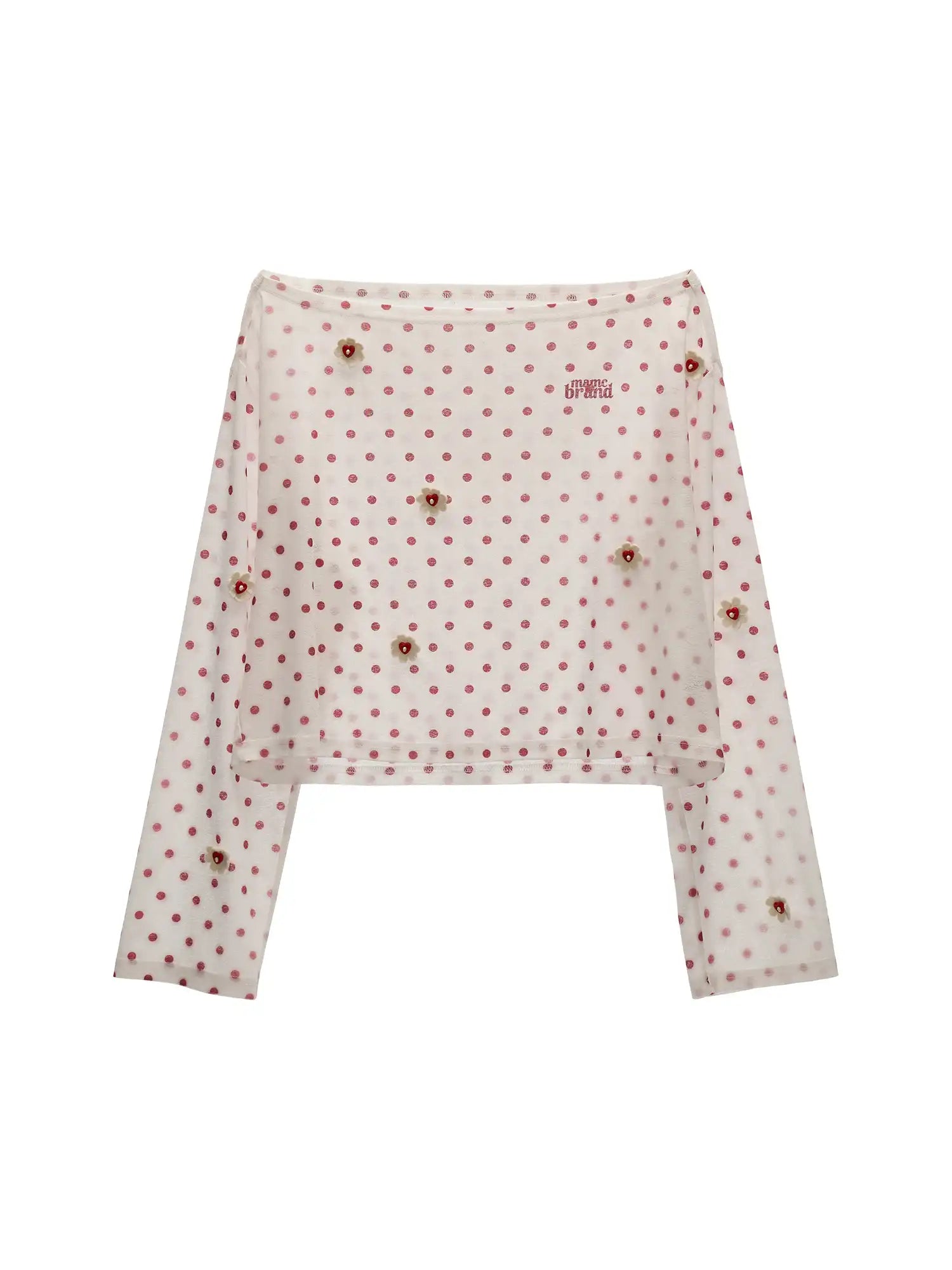 MAMC Long Sleeve Flower Button Polka Dot Sheer Top | Canton Collective