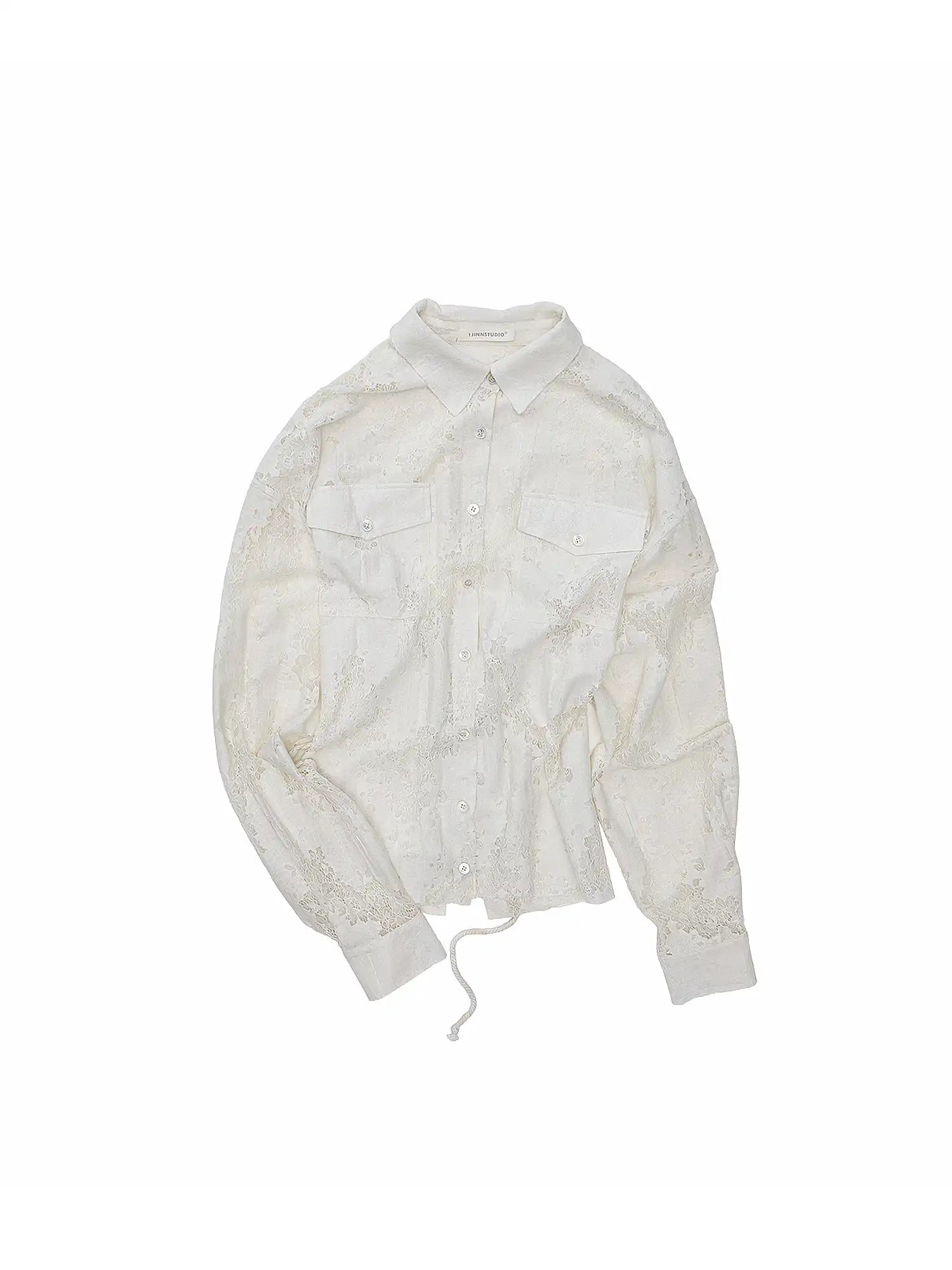 1Jinn Studio Long Sleeve Sheer Floral Lace Shirt | Canton Collective