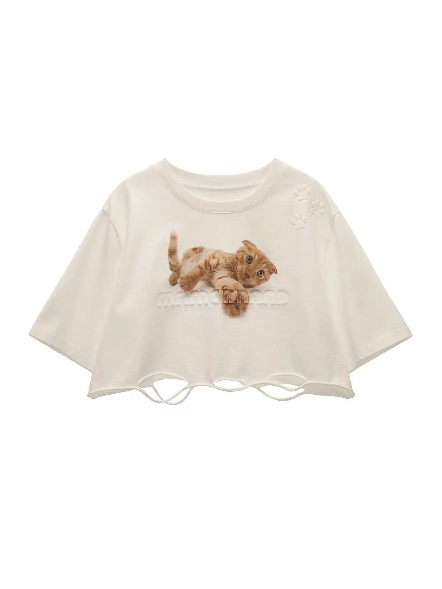 MAMC Loose Distressed Kitten Cotton Crop Top | Canton Collective