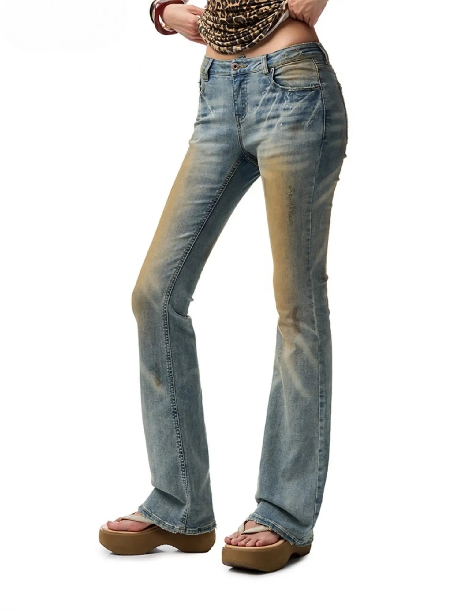 1Jinn Studio Low-Flare Indigo Fade Jeans  | Canton Collective