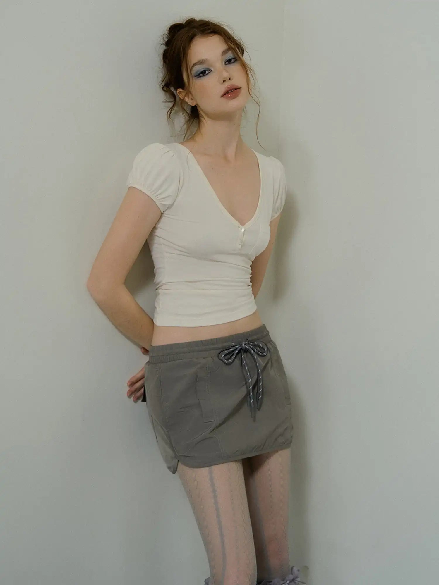 Deleteex Low-Rise Drawstring Nylon Mini Cargo Skirt | Canton Collective