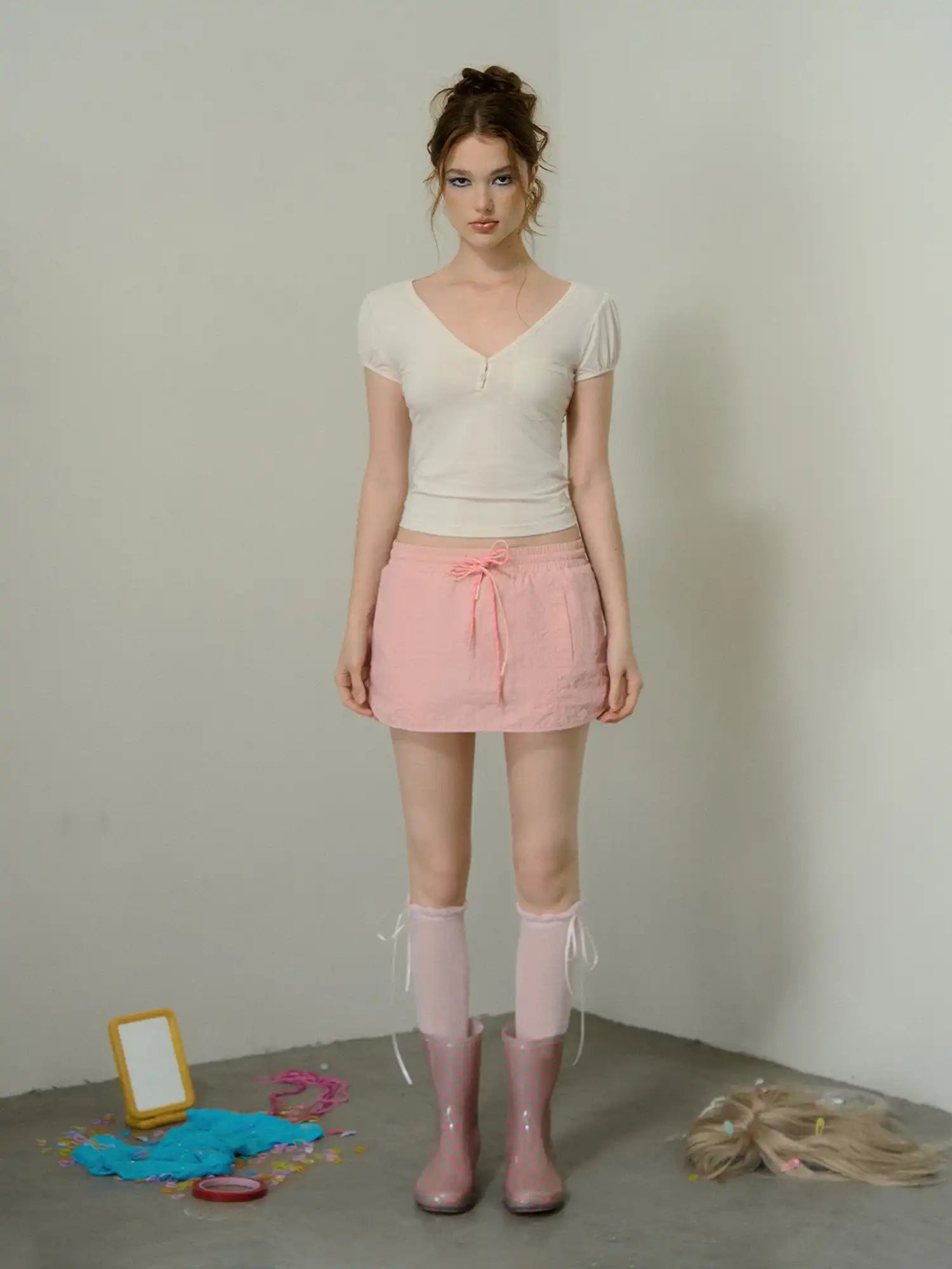 Deleteex Low-Rise Drawstring Nylon Mini Cargo Skirt | Canton Collective