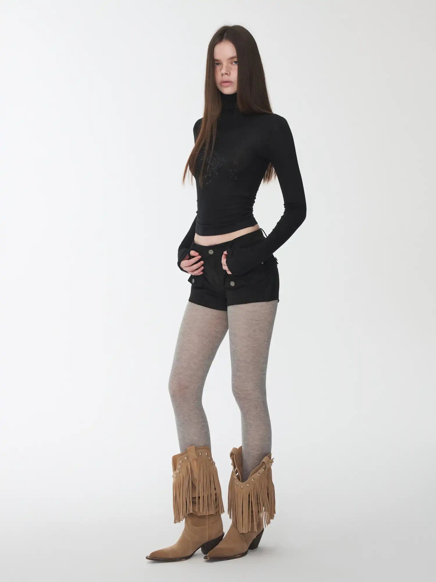 1Jinn Studio Low-Rise Suede Bodycon Shorts | Canton Collective