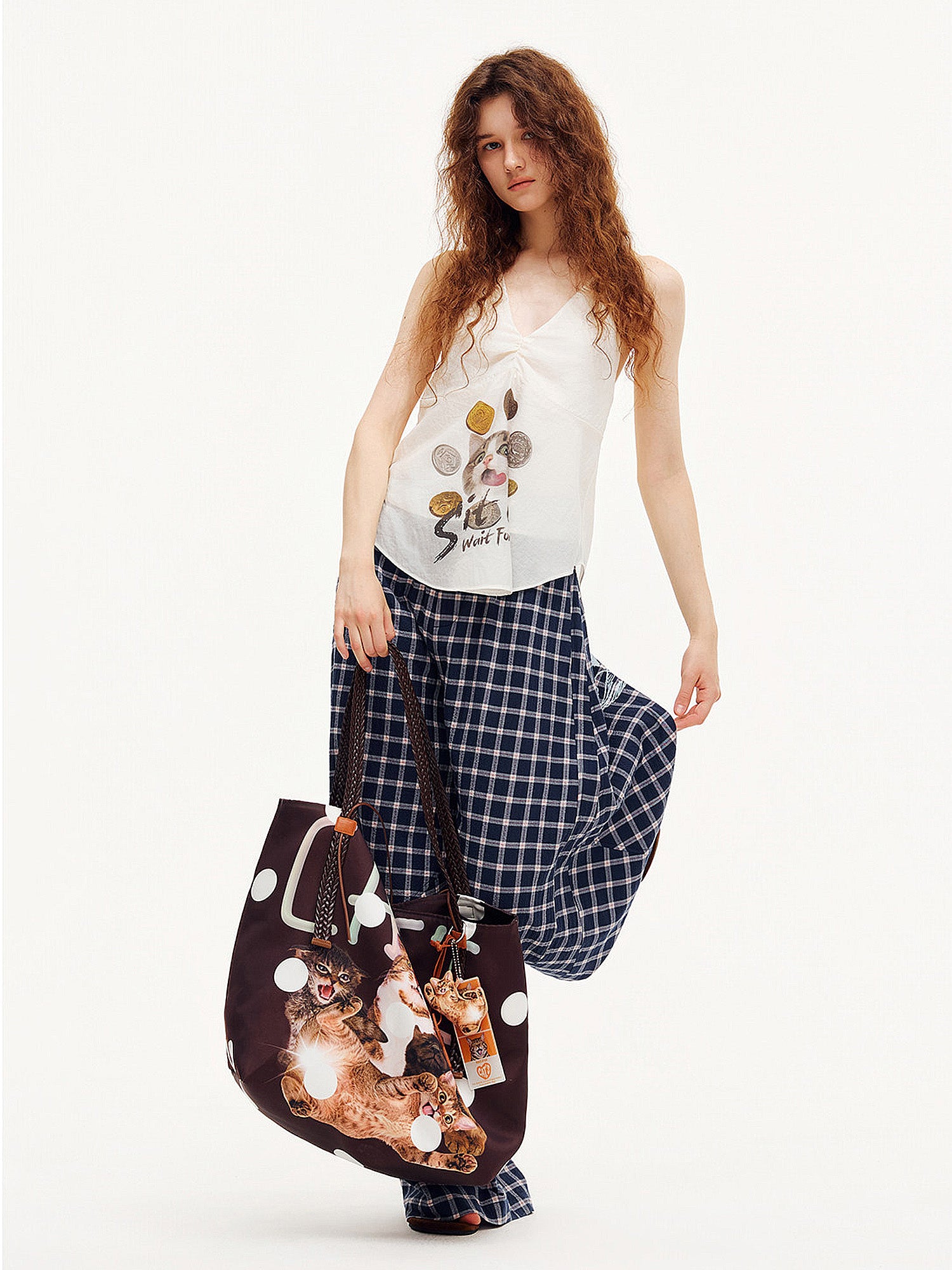 Outtheblue Lucky Cat Graphic Backless Halter Top | Canton Collective