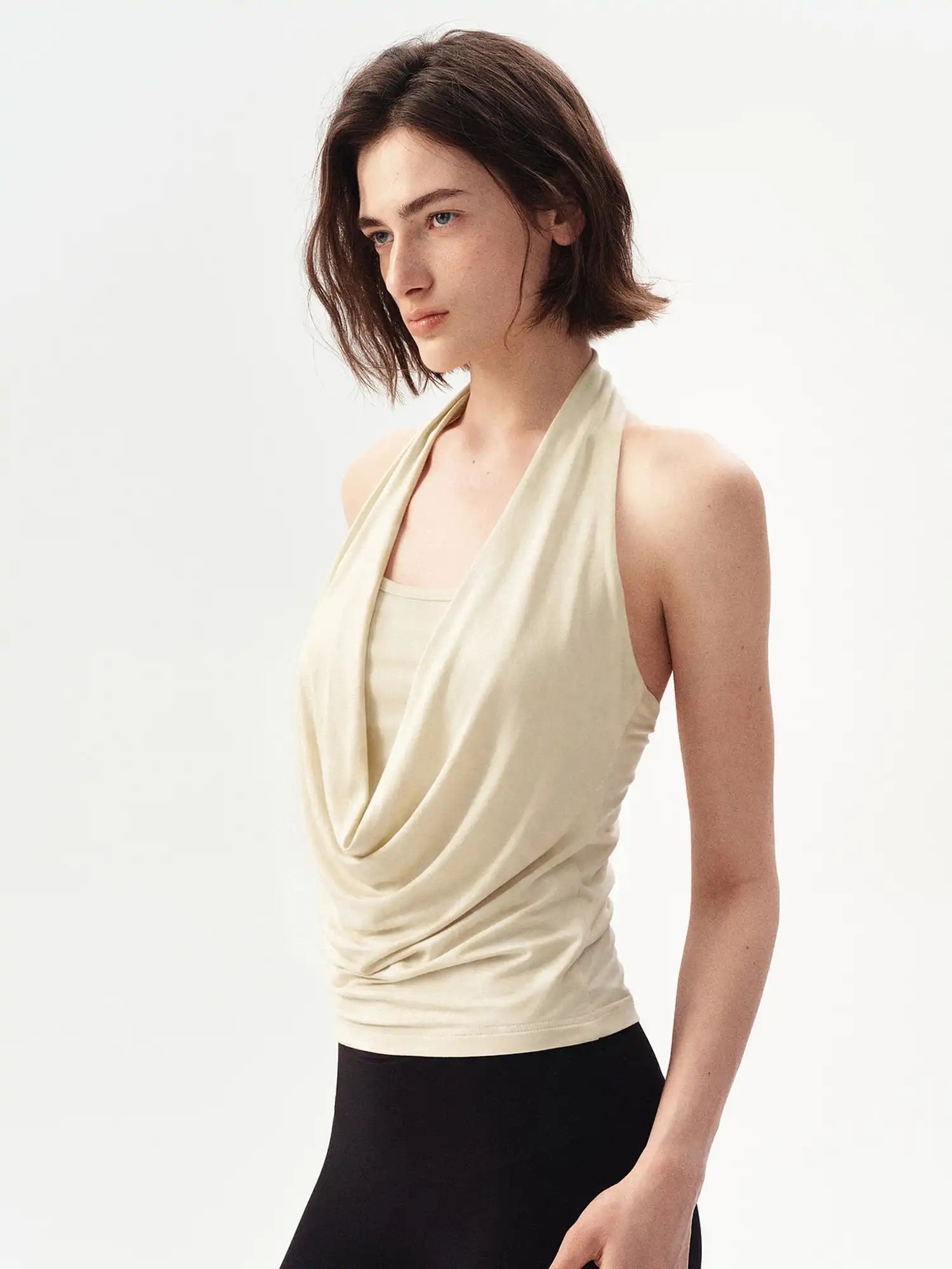 Ayo Lyocell Beaded Cowl Neck Halter Top | Canton Collective
