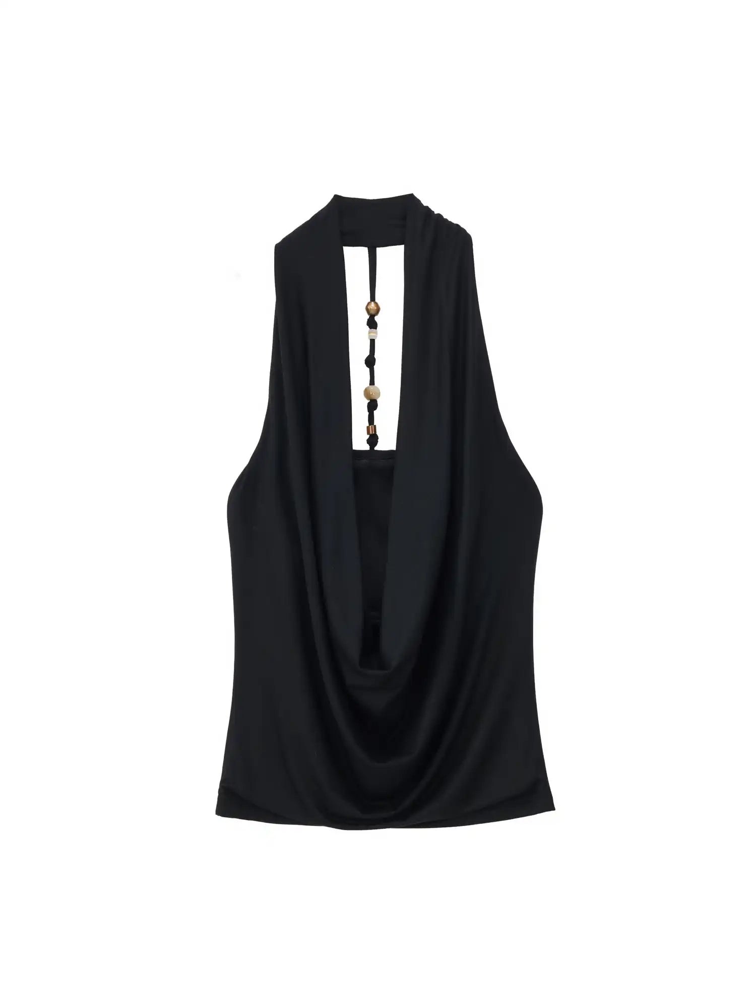 Ayo Lyocell Beaded Cowl Neck Halter Top | Canton Collective