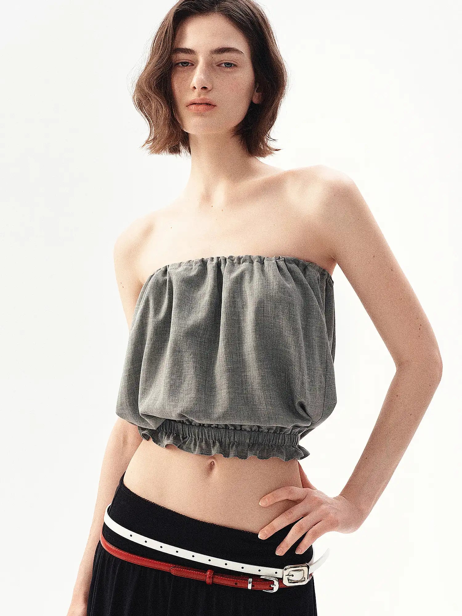 Ayo Lyocell Strapless Ruched Bubble Top | Canton Collective
