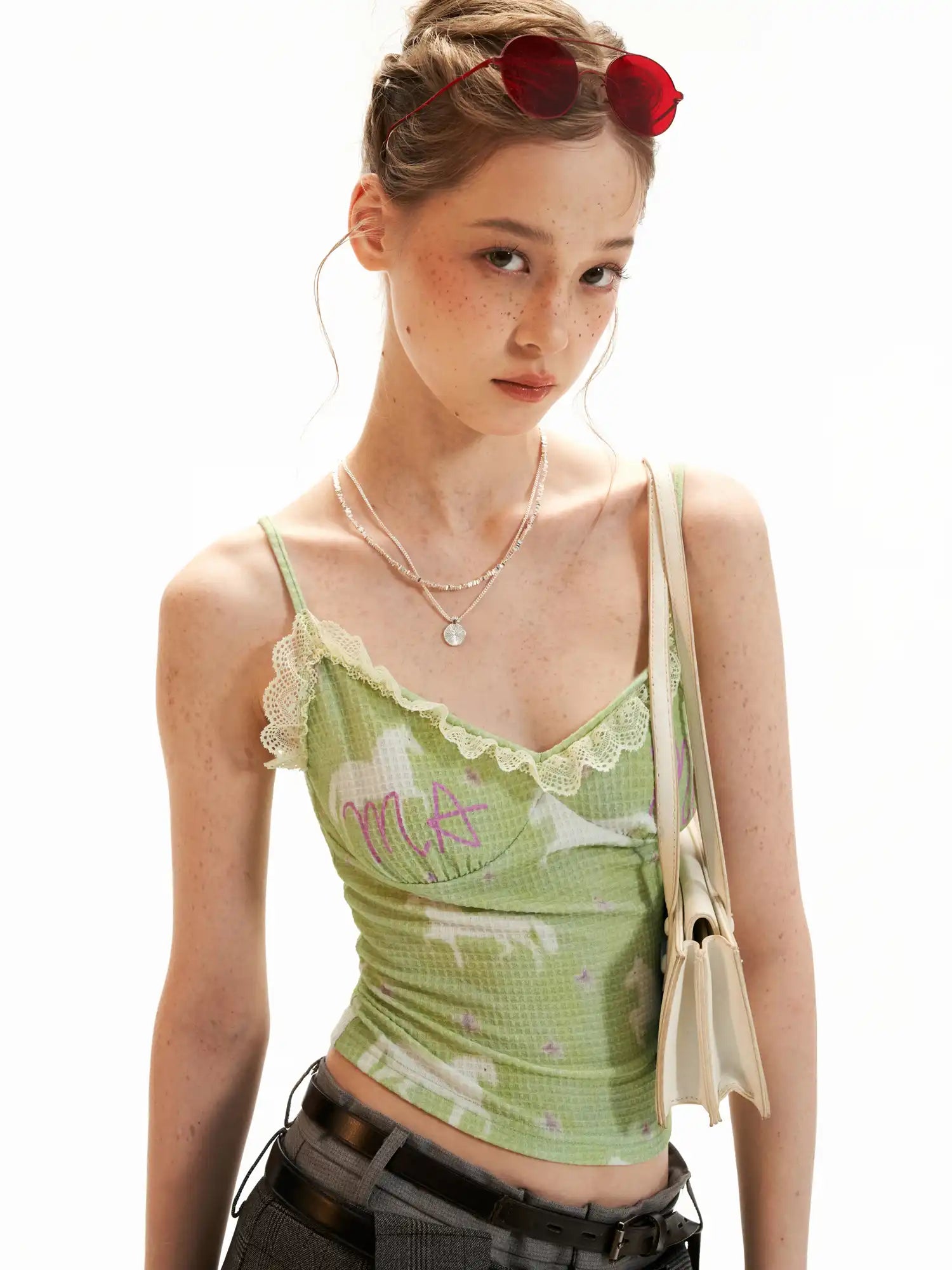 MAMC Macaron Green Lace Trim Tank Top | Canton Collective
