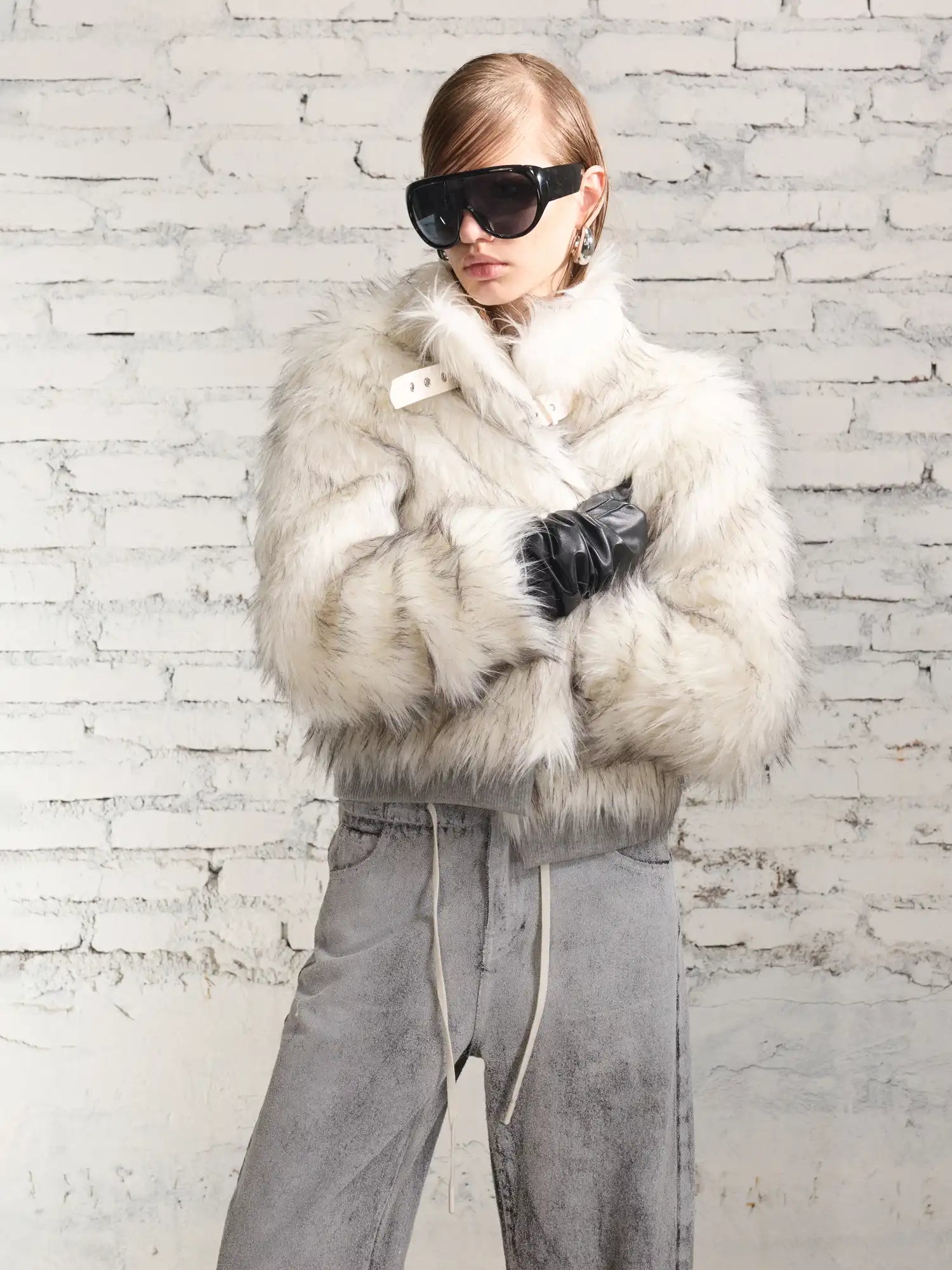 2th Desire Metal Buckle Stand Collar Fur Coat | Canton Collective