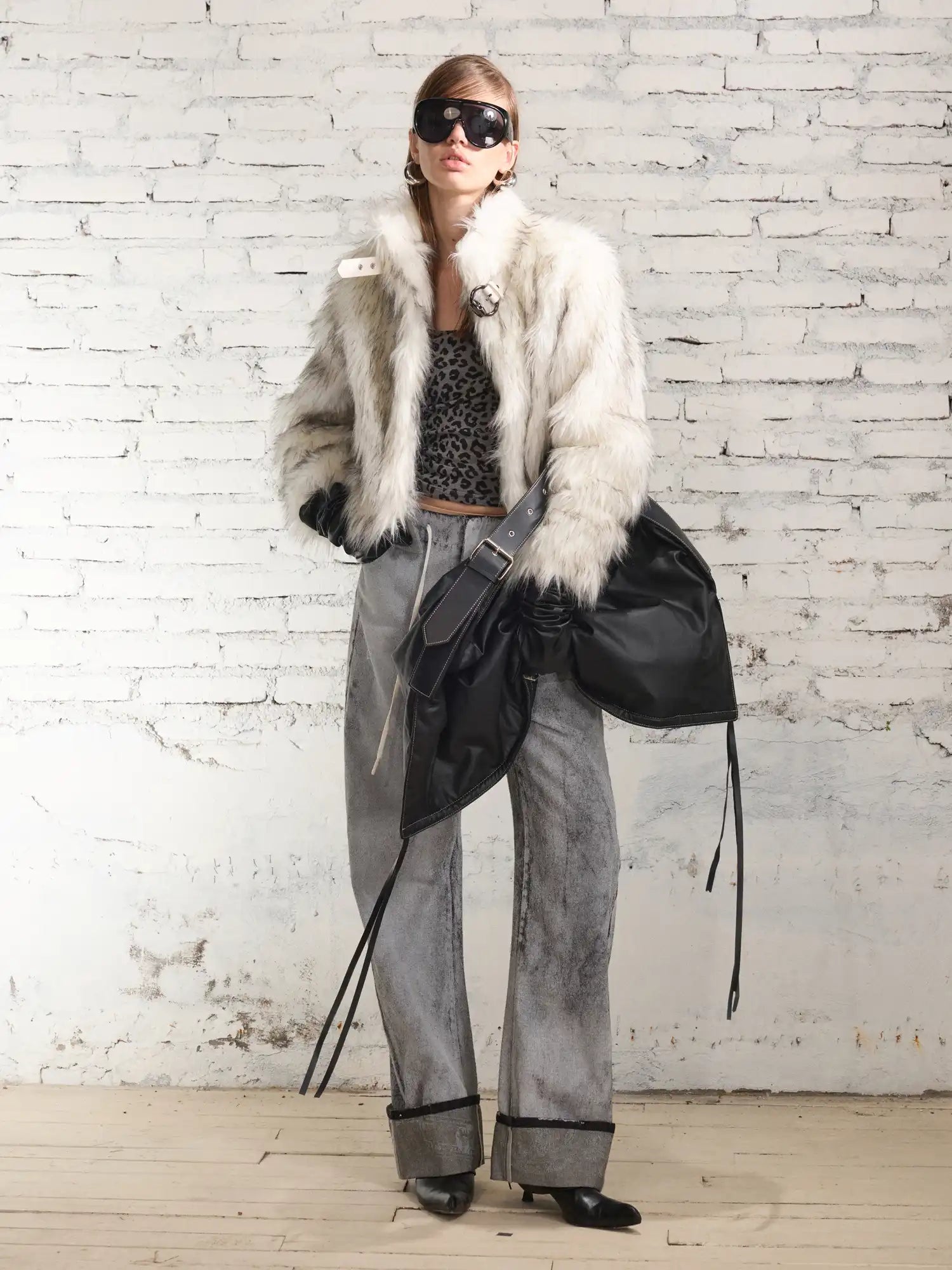 2th Desire Metal Buckle Stand Collar Fur Coat | Canton Collective