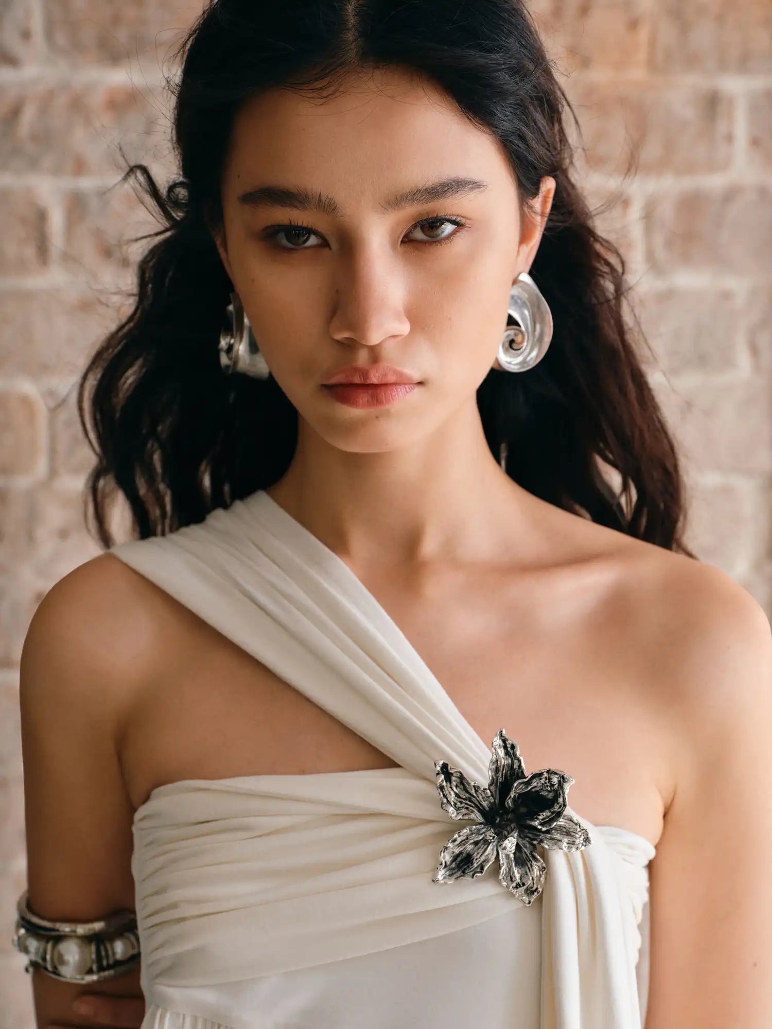 1Jinn Studio Metal Flower Pleated Strapless Mini Dress | Canton Collective
