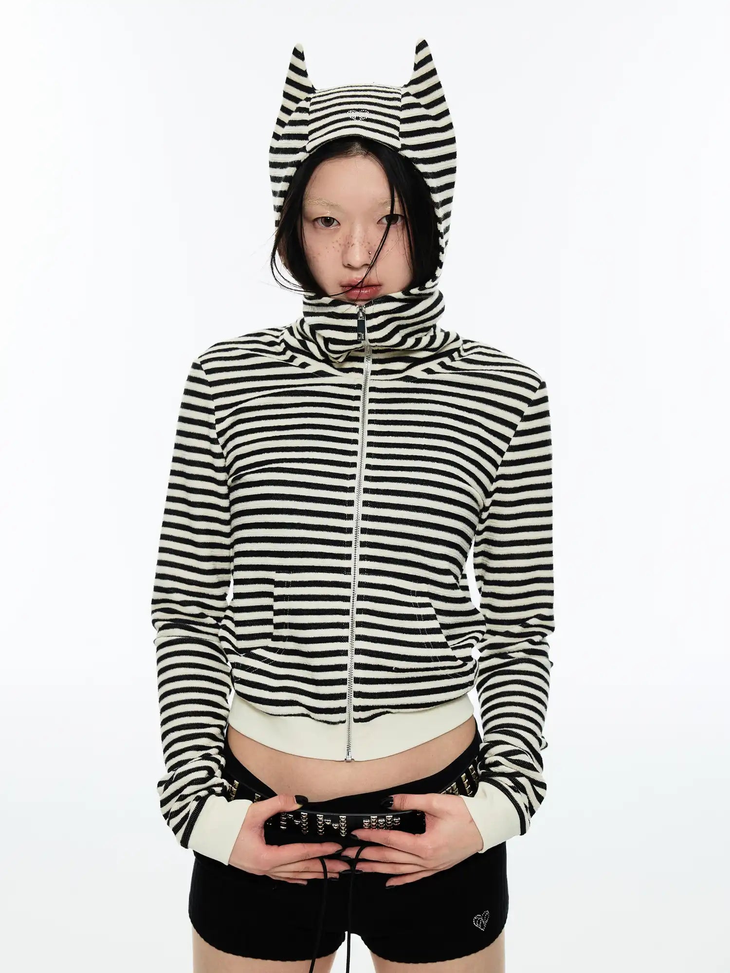 1Jinn Studio Midnight Meow Zip Up Cat Ear Hoodie | Canton Collective