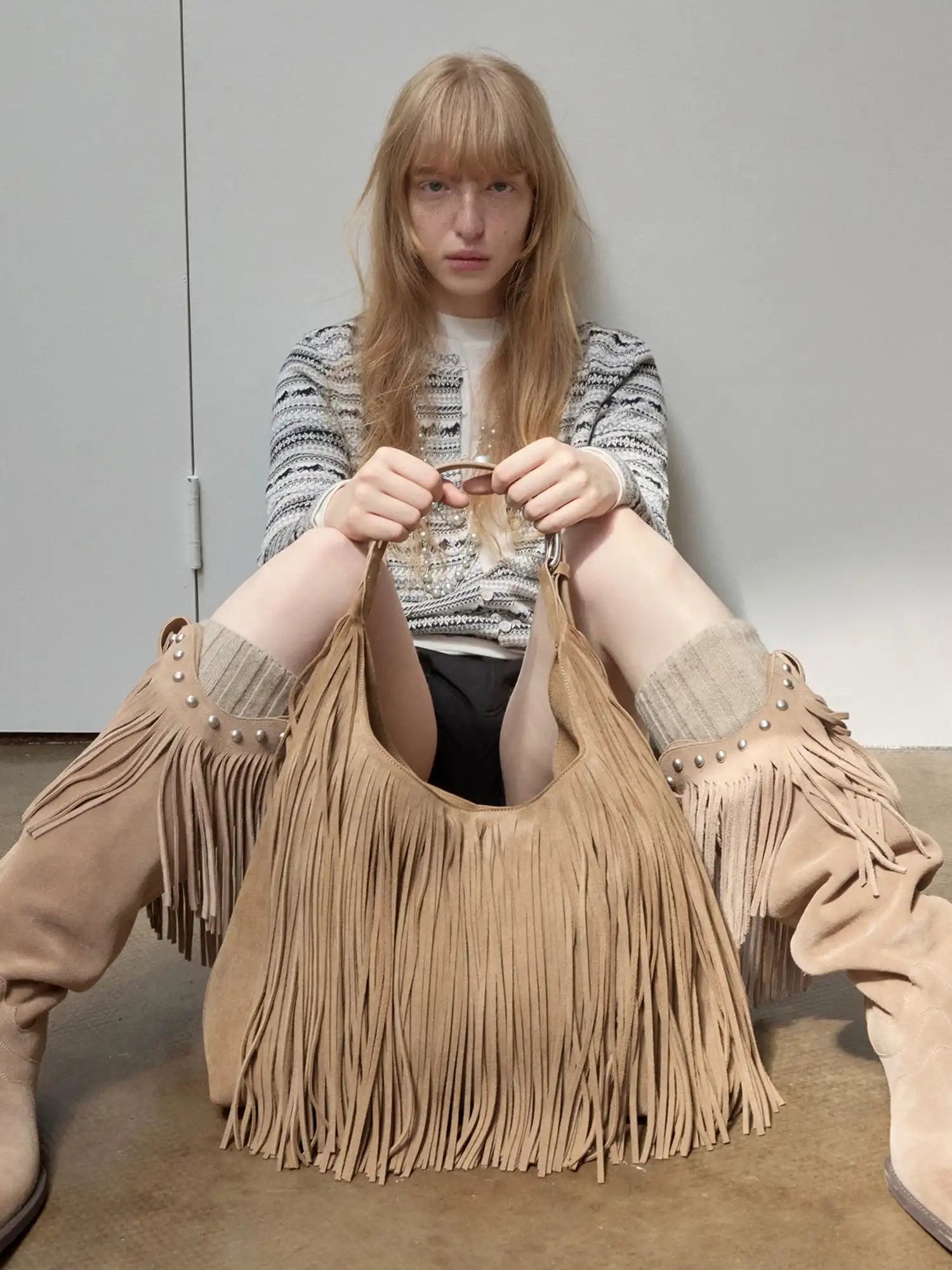 1Jinn Studio Minimalist Suede Fringe Shoulder Bag | Canton Collective