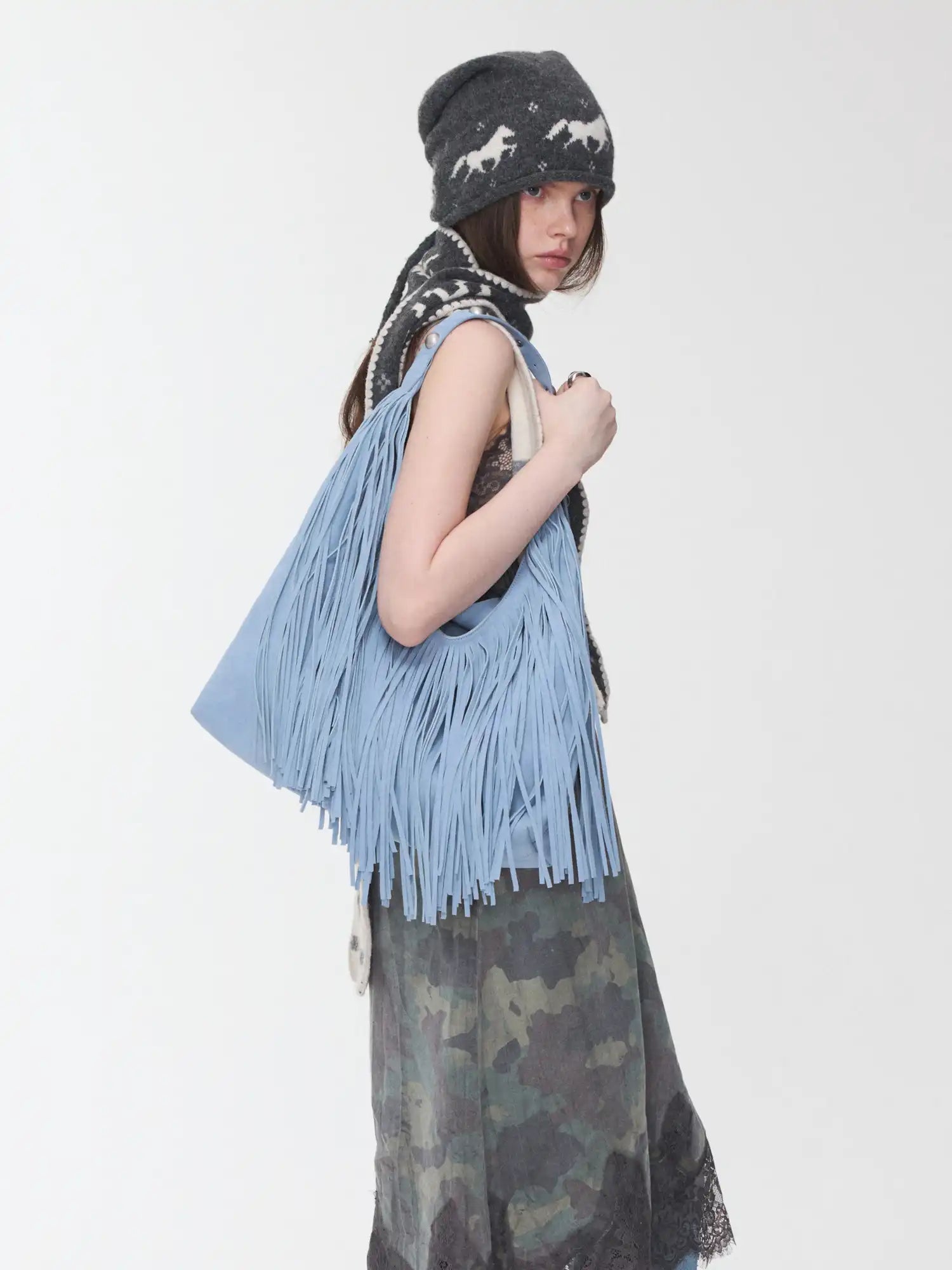 1Jinn Studio Minimalist Suede Fringe Shoulder Bag | Canton Collective