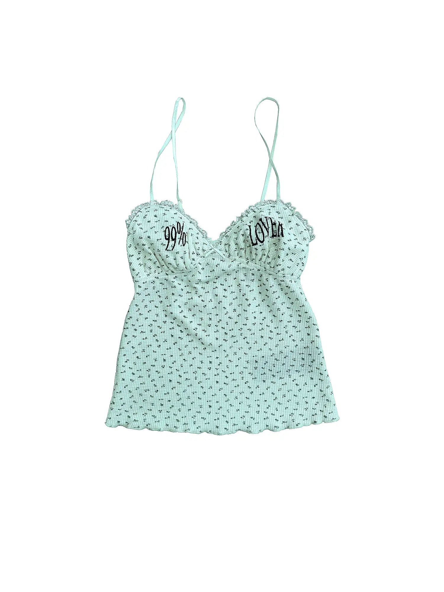 CantonCollective Design Misty Green Floral Babydoll Tank Top | Canton Collective