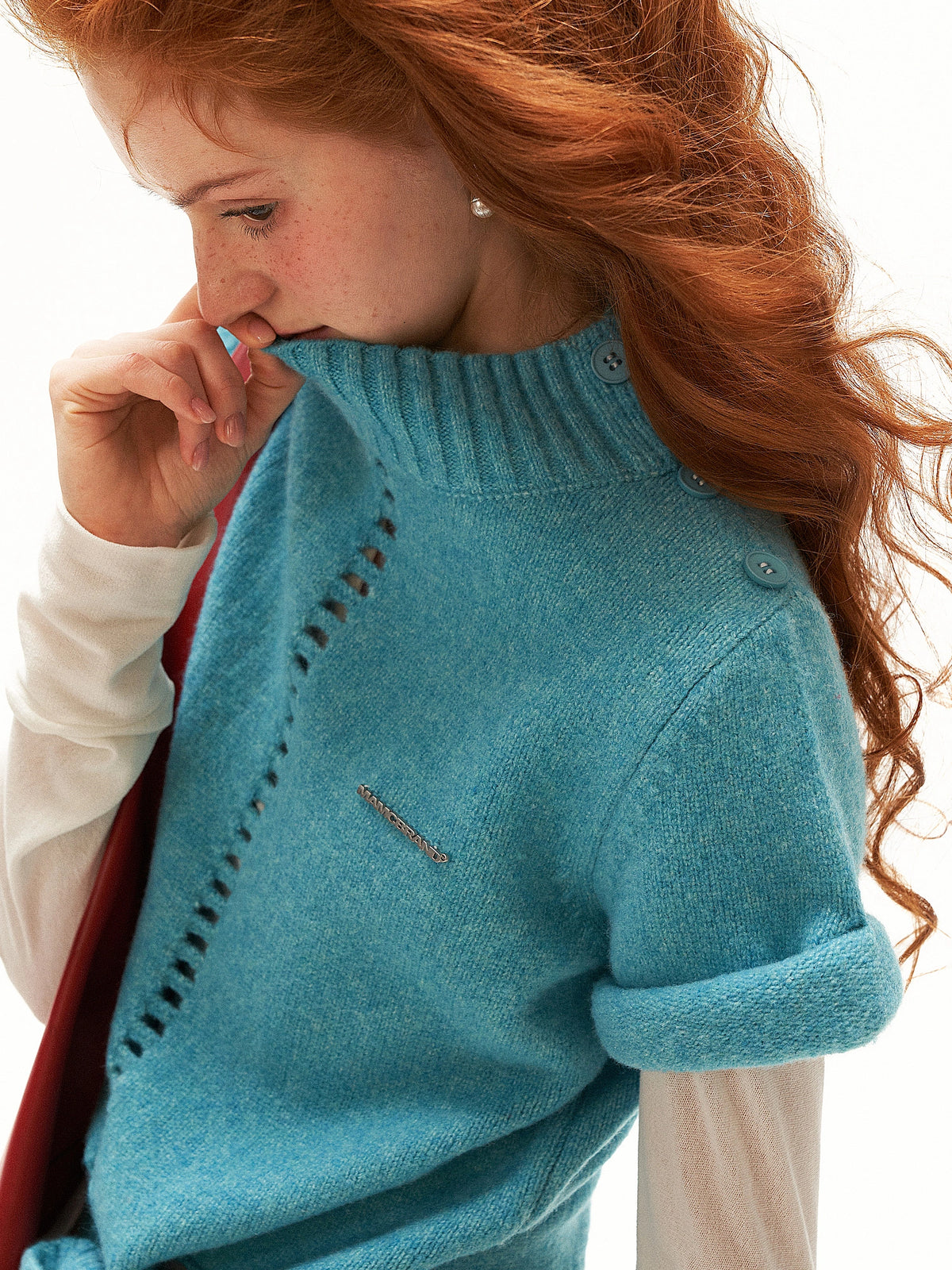 MAMC Mock Neck Pointelle Cropped Sweater Vest | Canton Collective