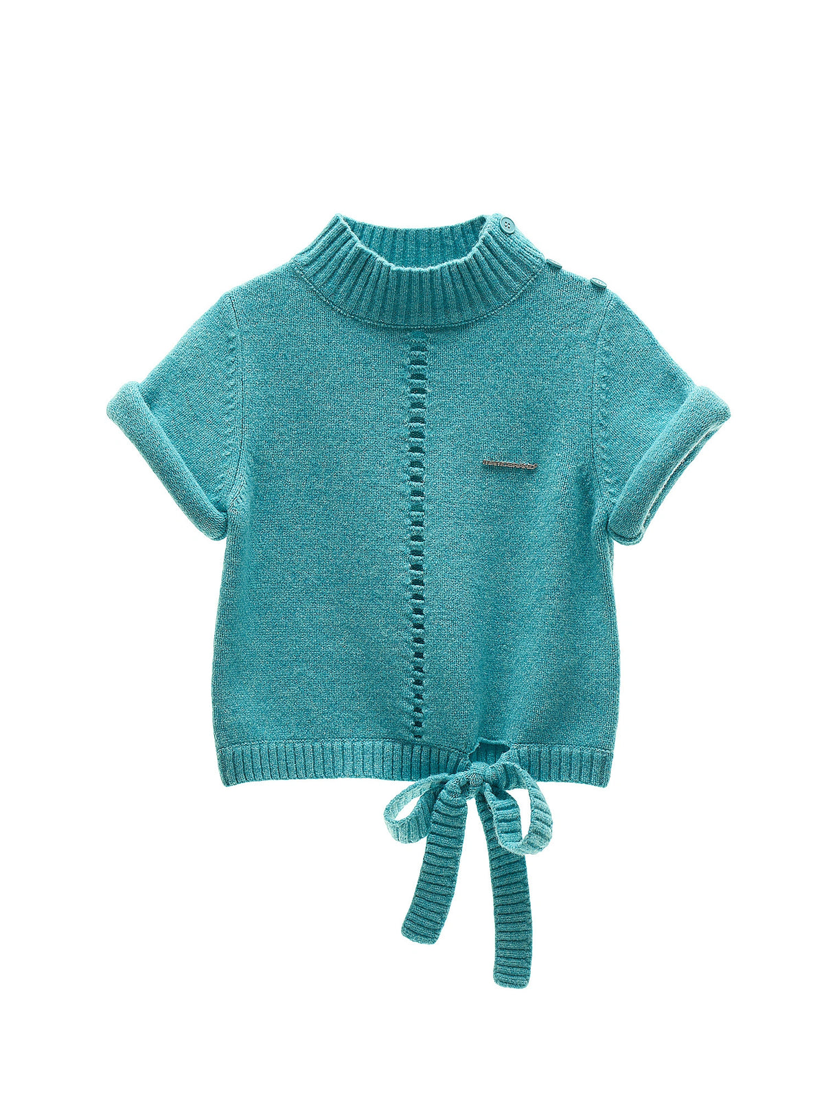 MAMC Mock Neck Pointelle Cropped Sweater Vest | Canton Collective