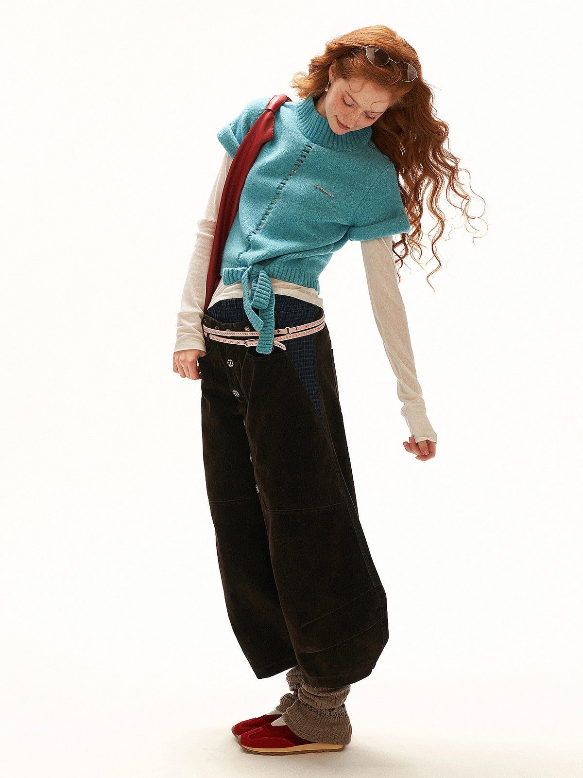 MAMC Mock Neck Pointelle Cropped Sweater Vest | Canton Collective