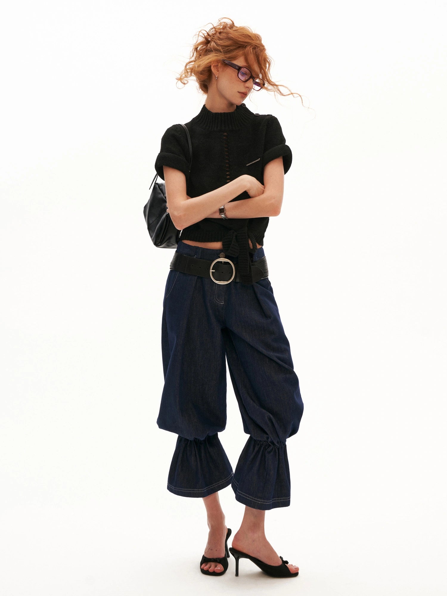 MAMC Mock Neck Pointelle Cropped Sweater Vest | Canton Collective