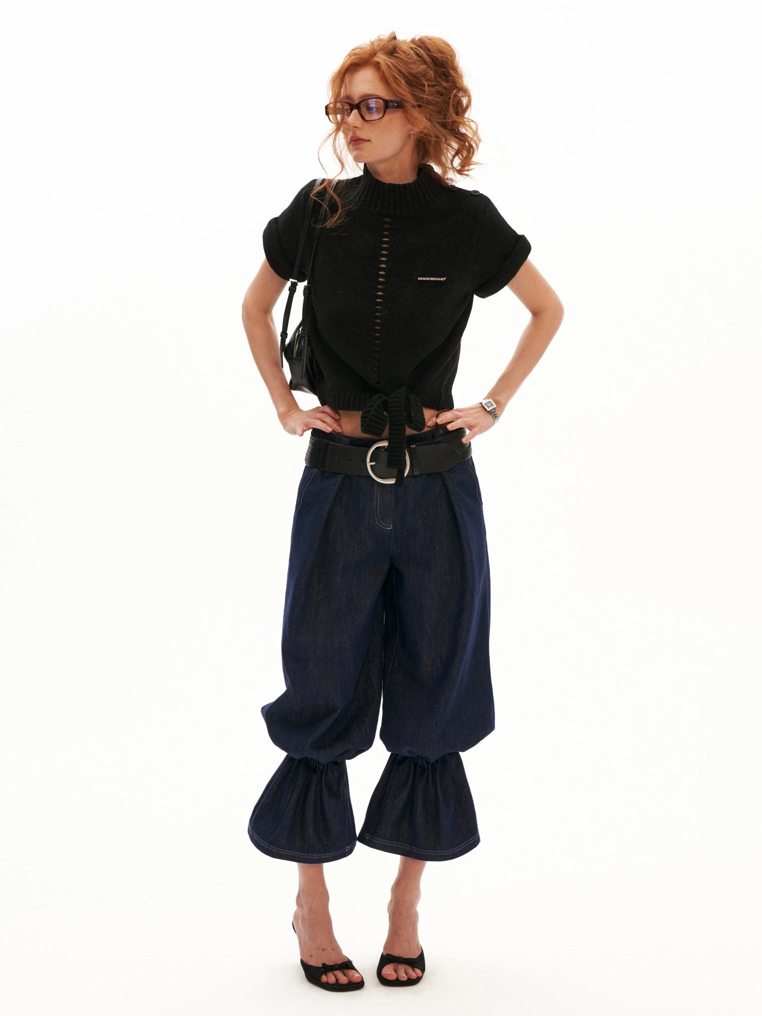 MAMC Mock Neck Pointelle Cropped Sweater Vest | Canton Collective