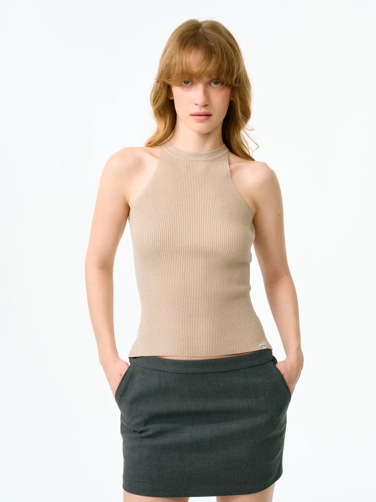 FirstFloor Mock Neck Tencel Ribbed Sleeveless Tank Top | Canton Collective