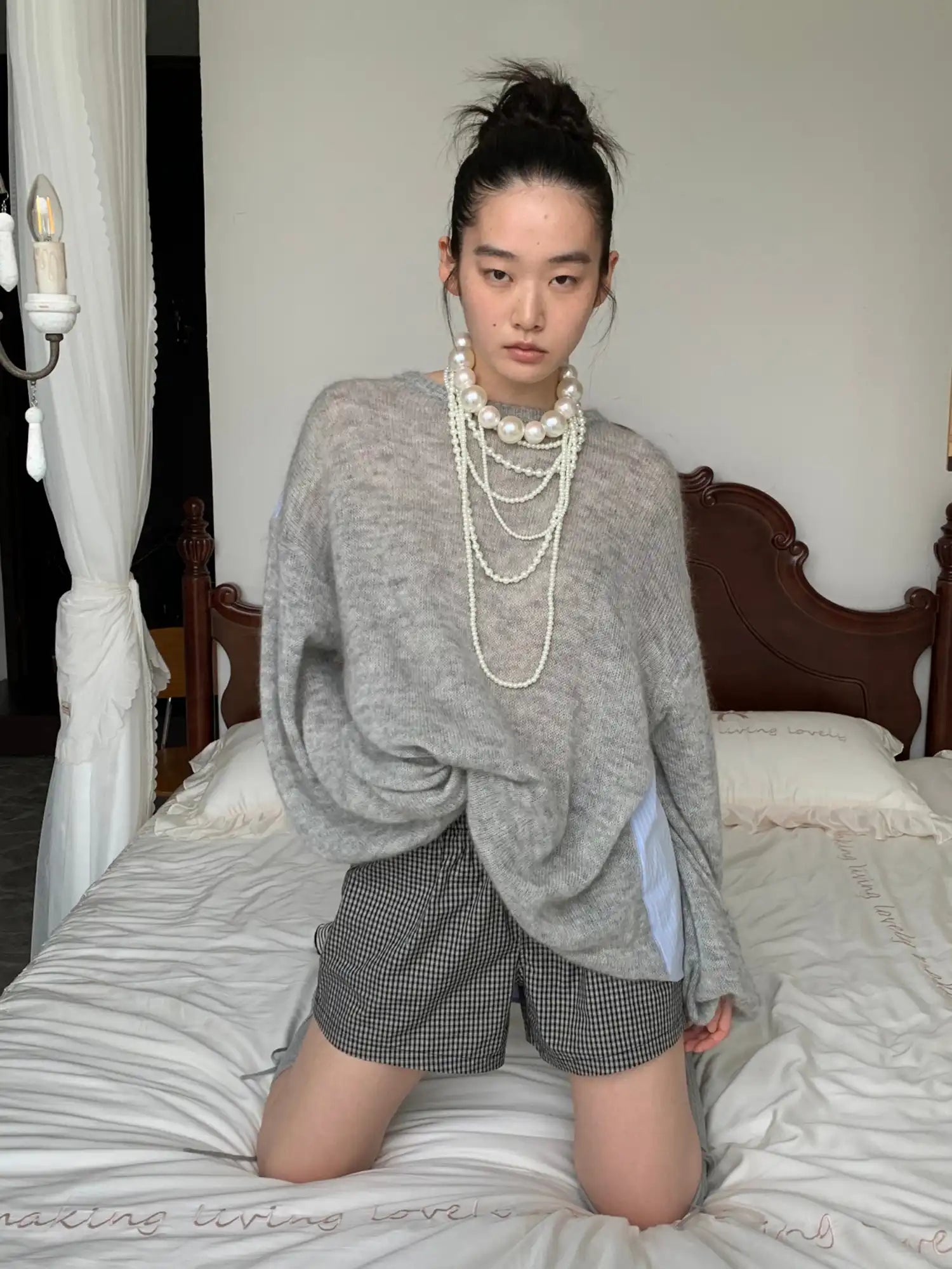 Mohair Knit Panel Shirt