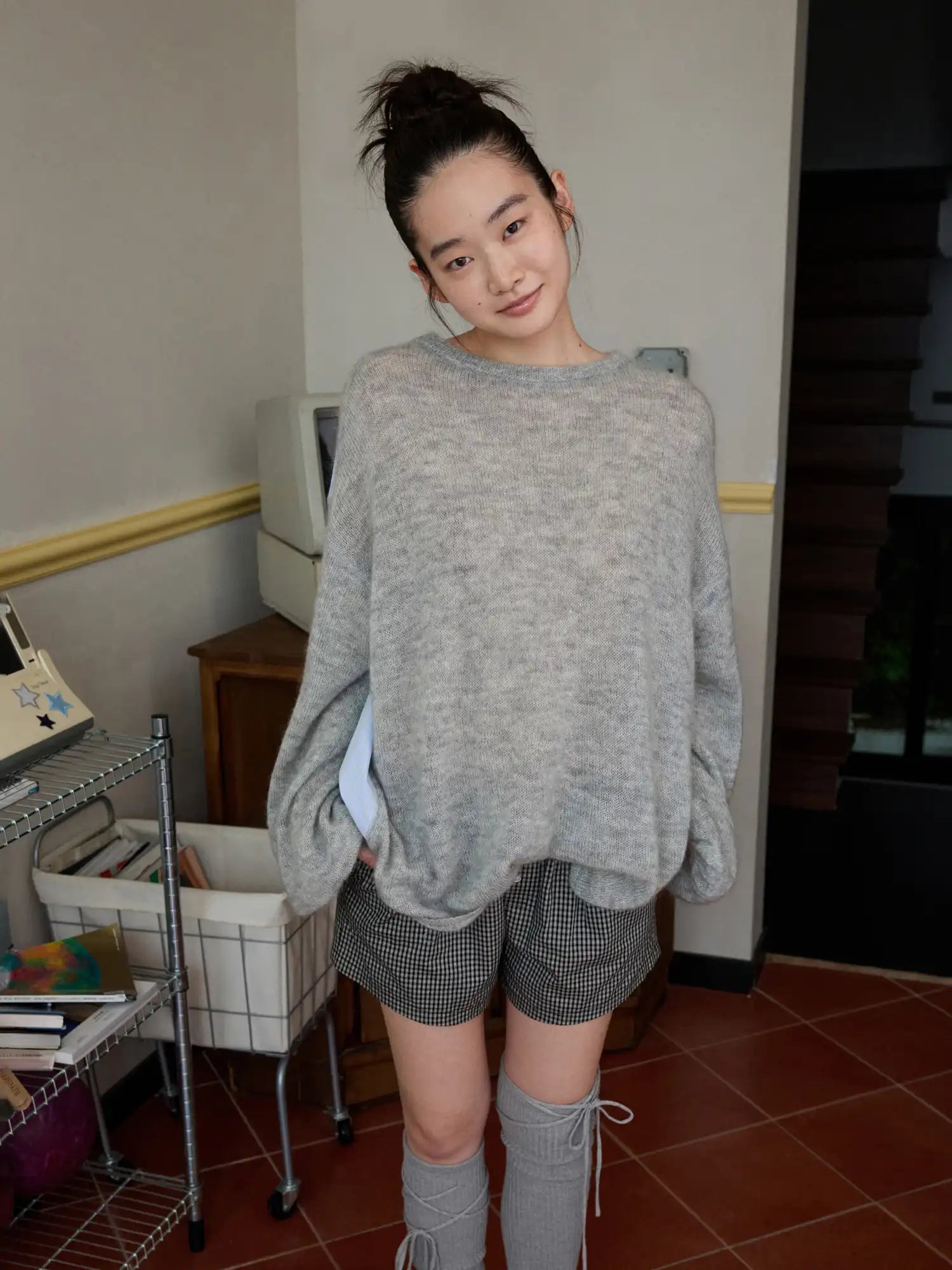 Mohair Knit Panel Shirt